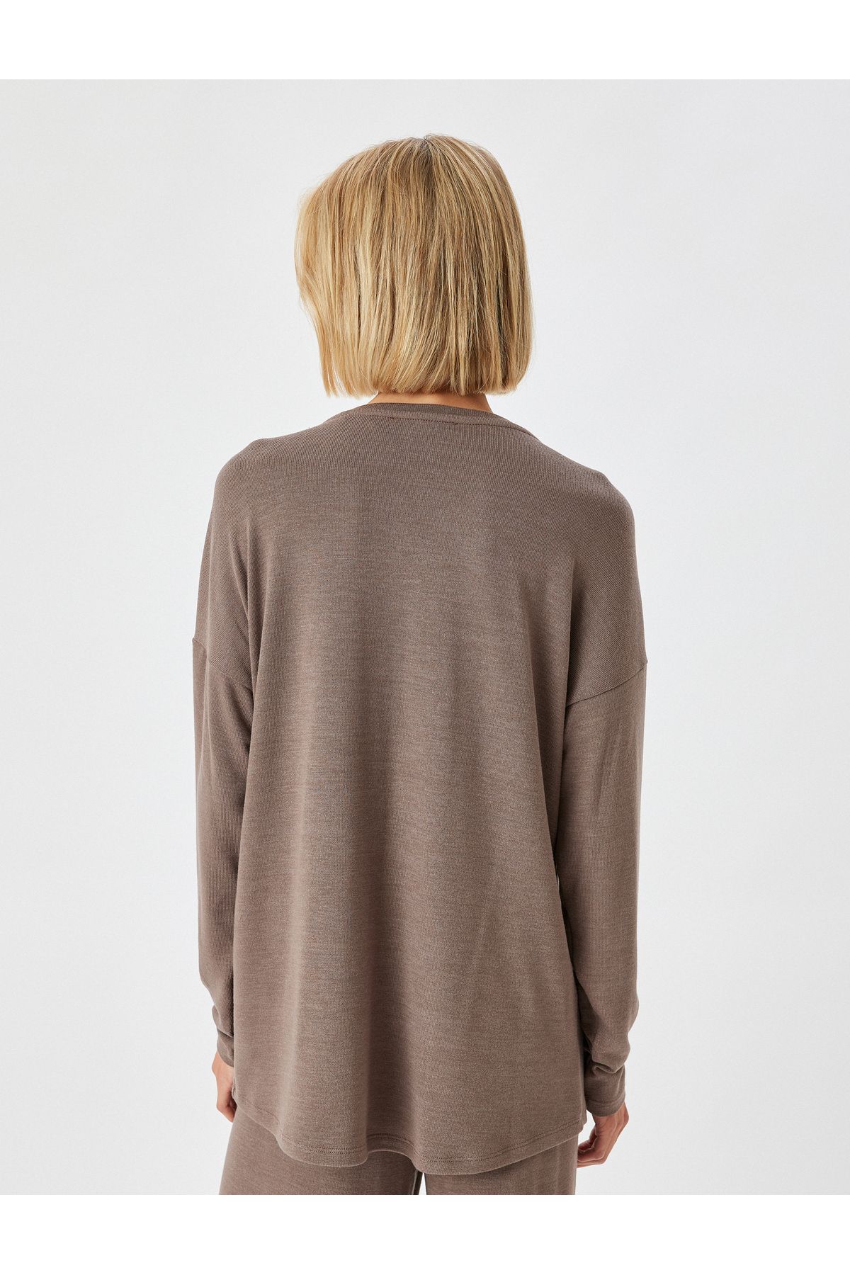 Koton-Pajama Top - Brown - Plain 4