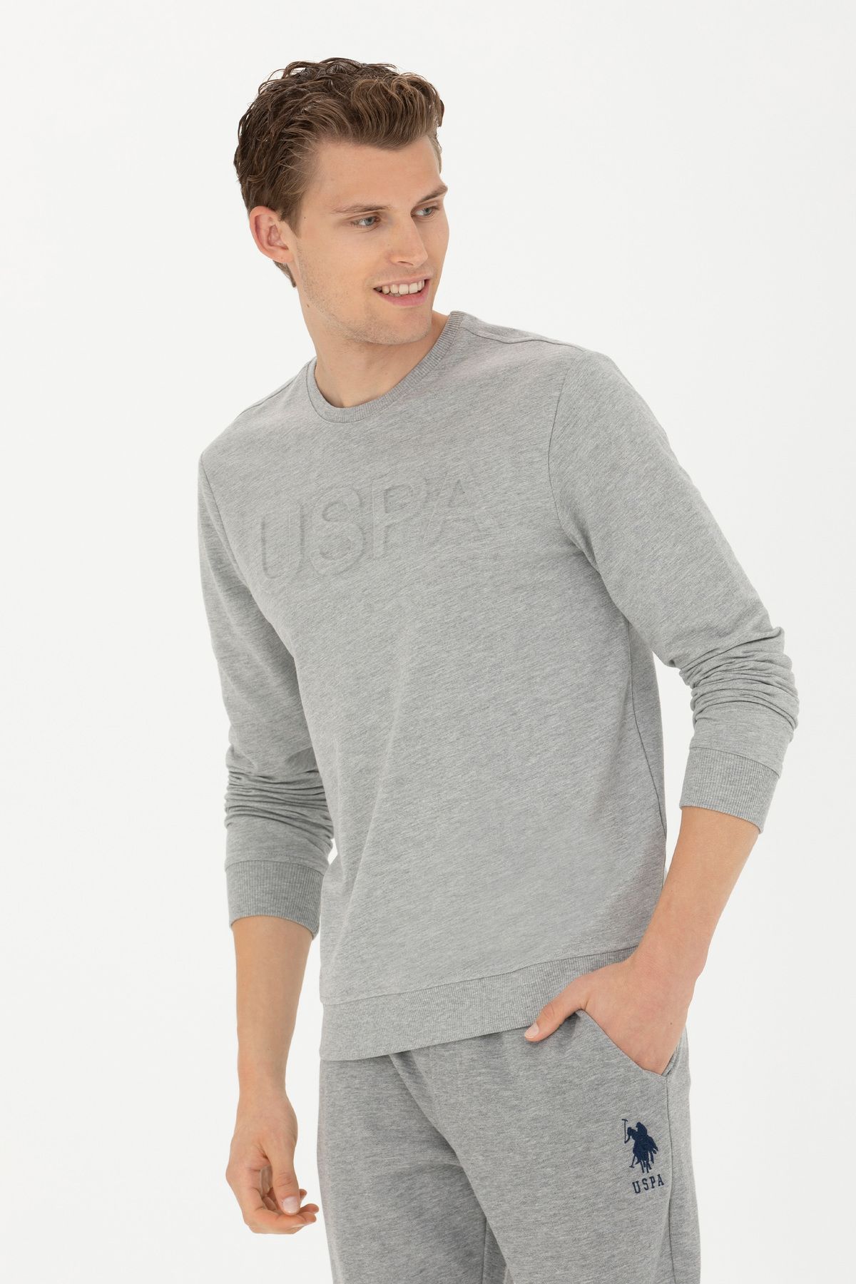 U.S. Polo Assn.-Hanorac pentru bărbați Grey Melange - Basic, 50269402 -VR086 3