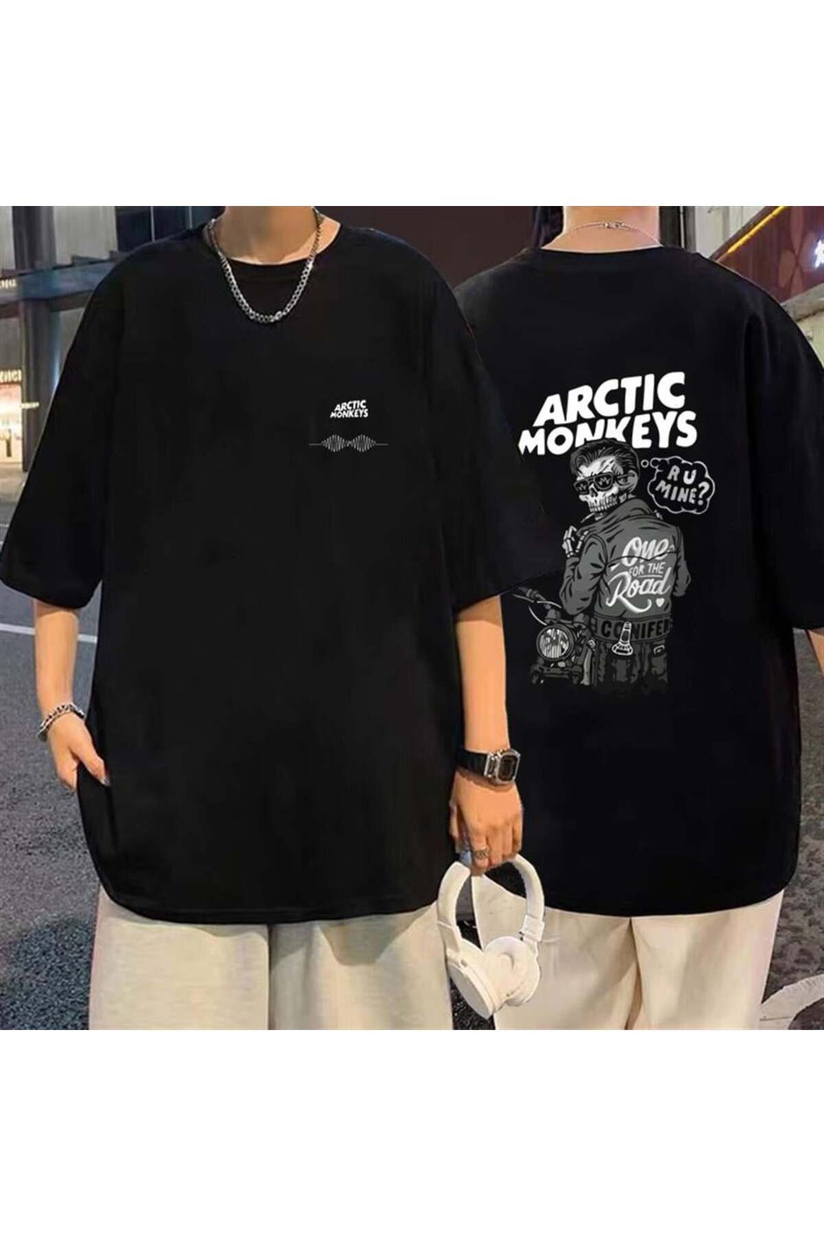 BAREM BUTİK Barem Butik  Rock Serisi Arctic Monkeys Sırt Baskılı Siyah Unisex Oversize T-shirt