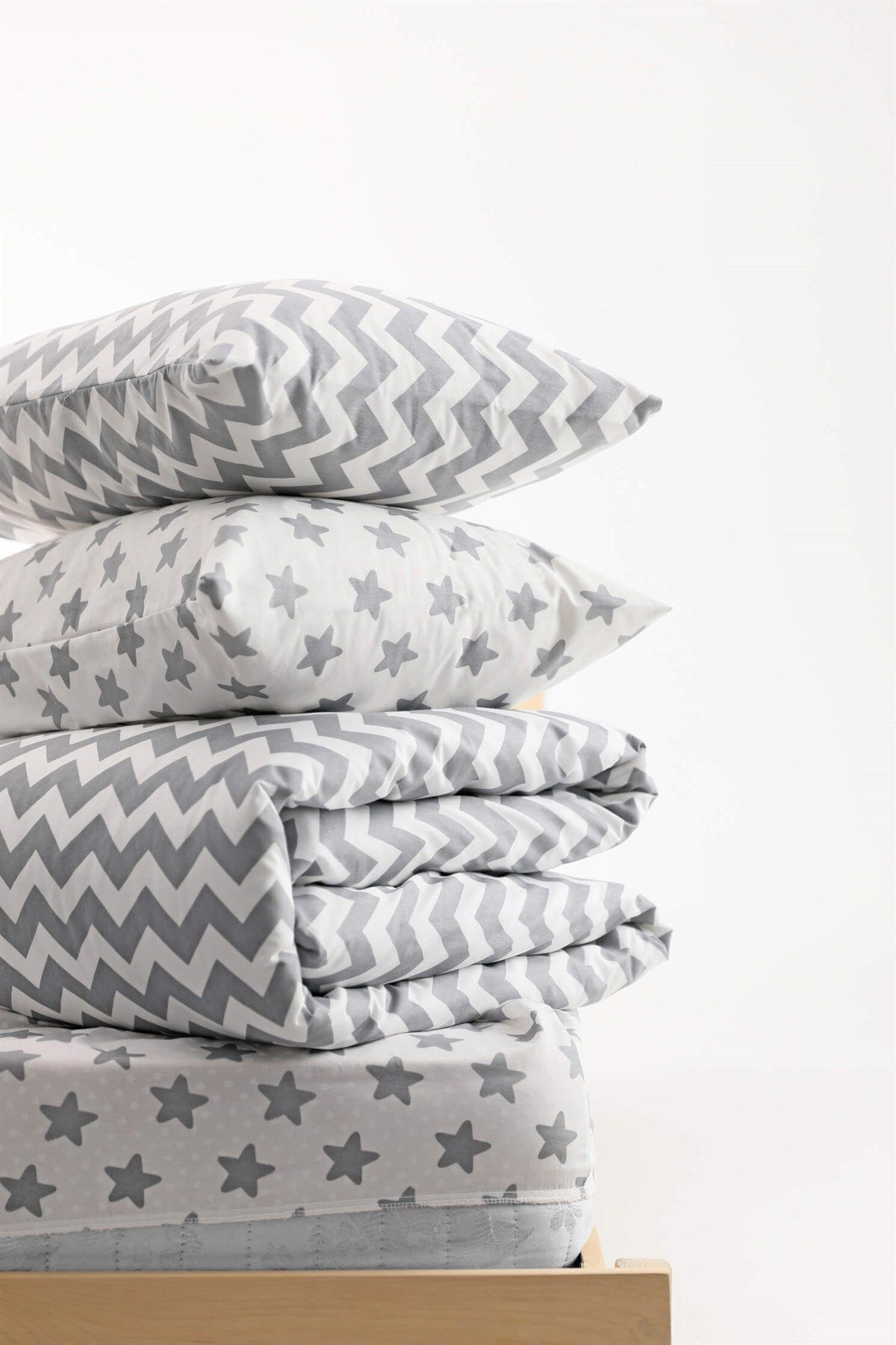FAVORA-Single Person Zigzag Patterned Elastic Cotton Sheet 5