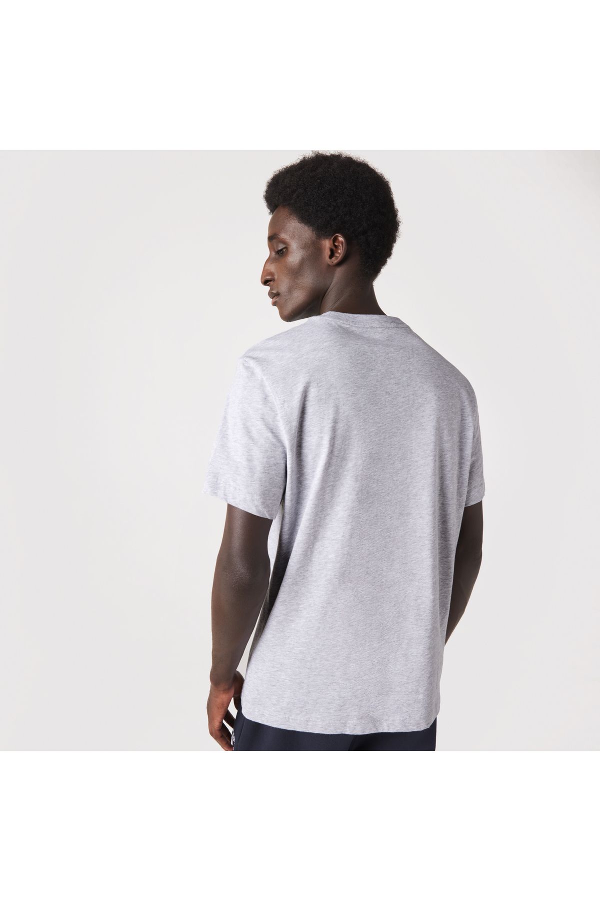 تی شرت خاکستری مردانه یقه دوچرخه مناسب طرح دار Lacoste