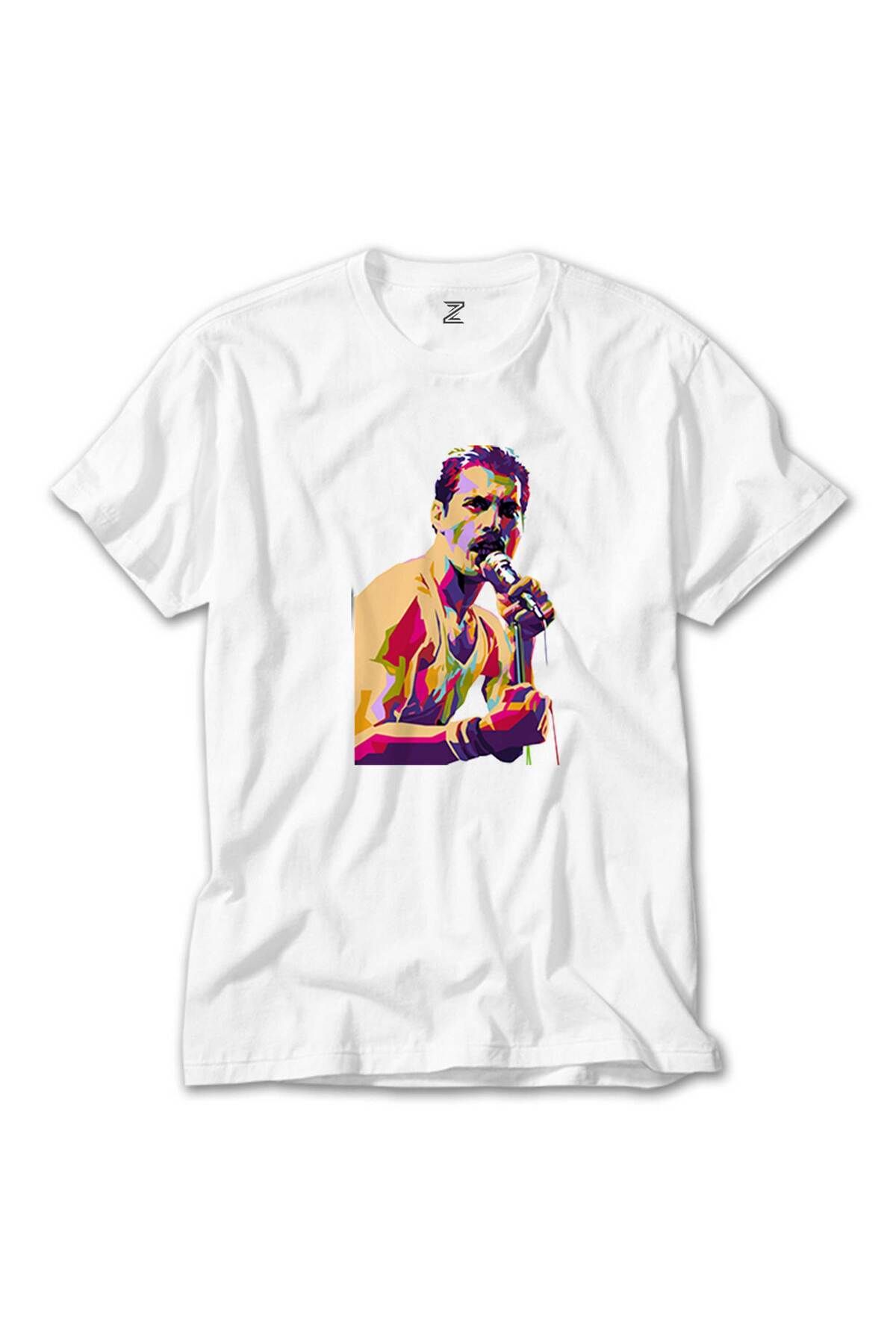 WAKHA Queen Freddie Mercury Portre Beyaz Tişört