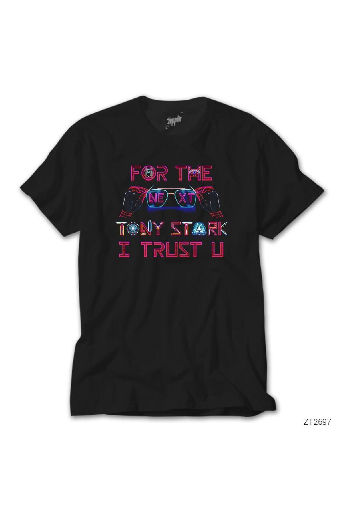 WAKHA Iron Man Tony Stark Trust You Siyah Tişört