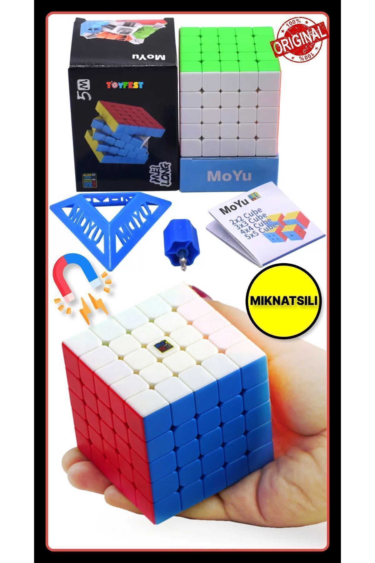 ◆mayu◆ TOYFEST Moyu Meilong 5x5 Magnetic Cube 5M Mıknatıslı Standlı