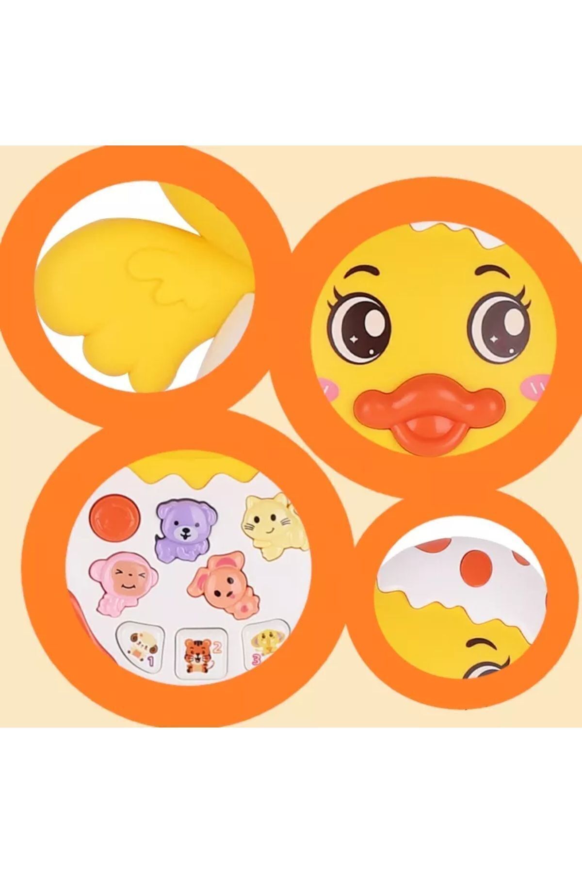 TOYFEST Hayvan Sesleri Çıkaran Işıklı Müzikli Ördek Modelli İnteraktif Bebek Eğitici Tuşlu Oyuncak - Sarı fotoğrafı 4 (önizleme)