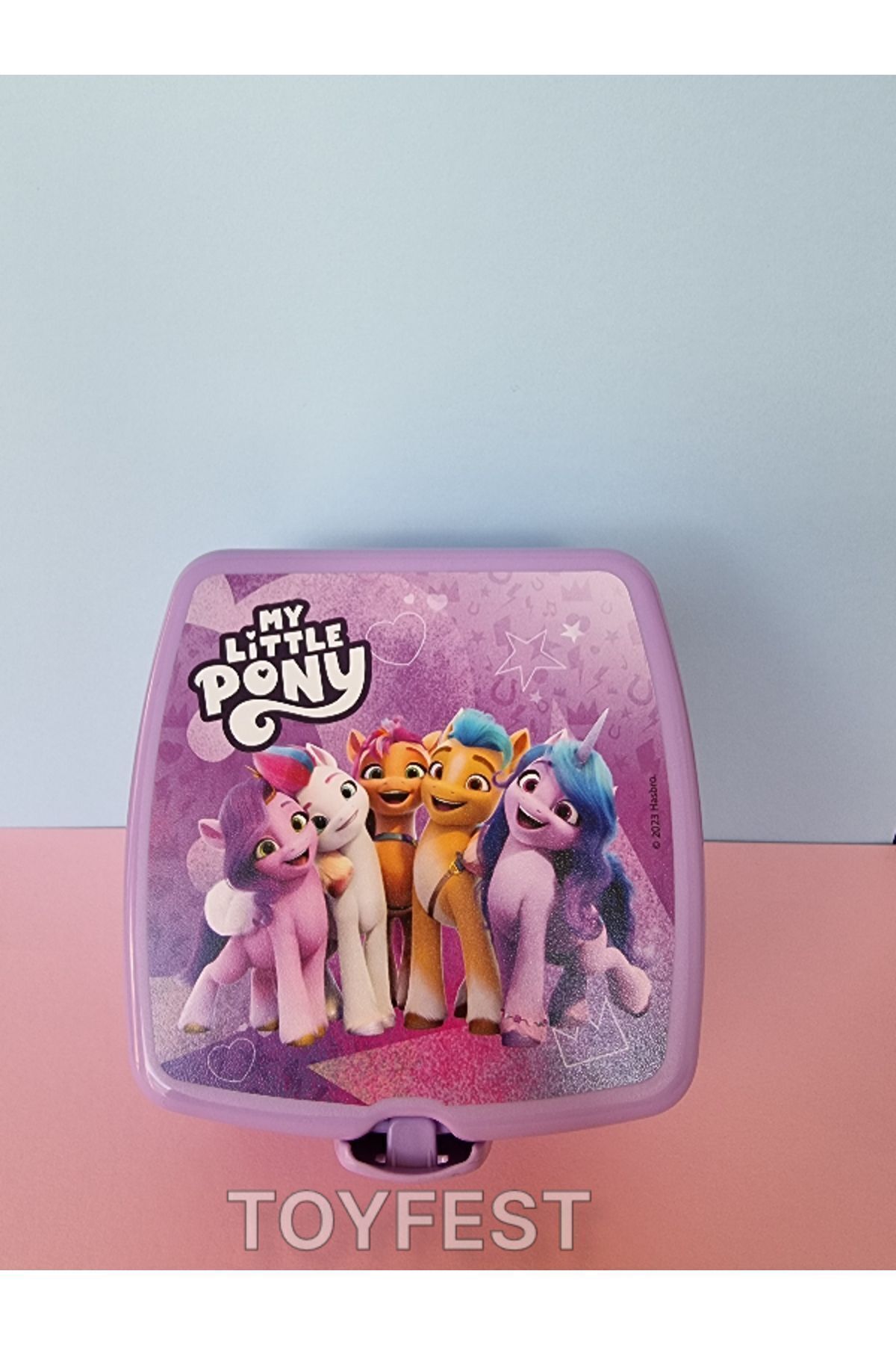 TOYFEST-2 Tiers 4 Compartments Square Lunch Box with Lock Lid and Spoon and Fork - My Little Pony Themed 5