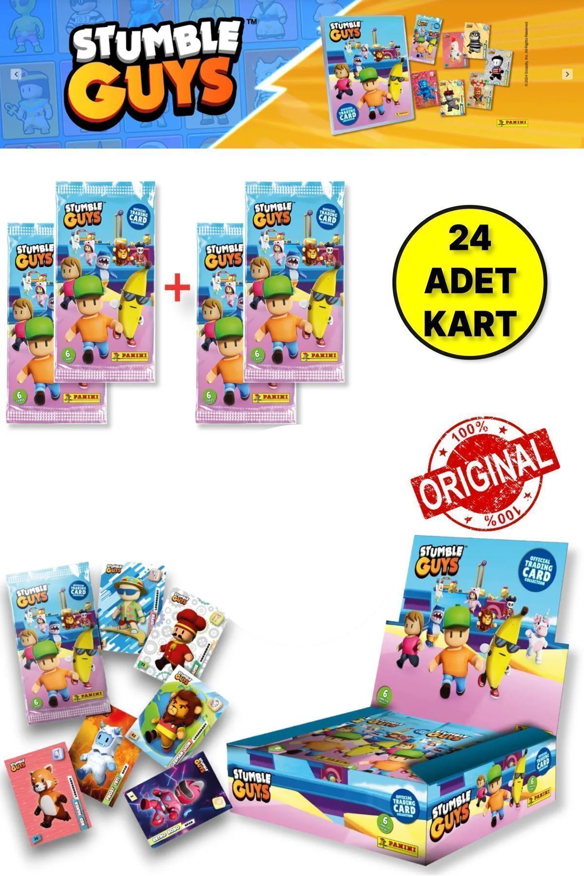 Panini Stumble Guys Koleksiyon Kartları - 4 Paket (24 ADET KART)