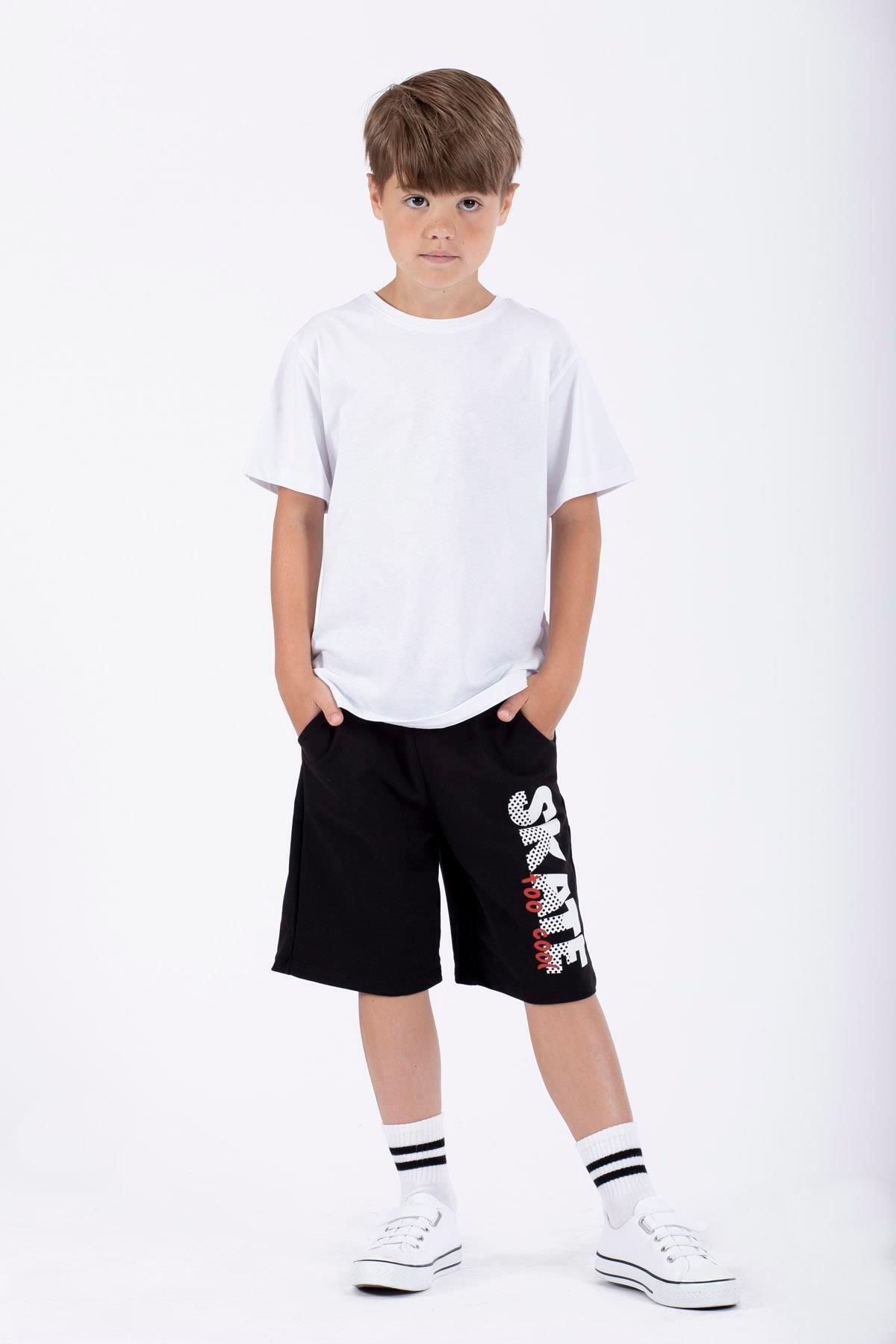 zepkids Capri Neagră Imprimată Cu Patine Pentru Băiat Masculin - 6–7 years