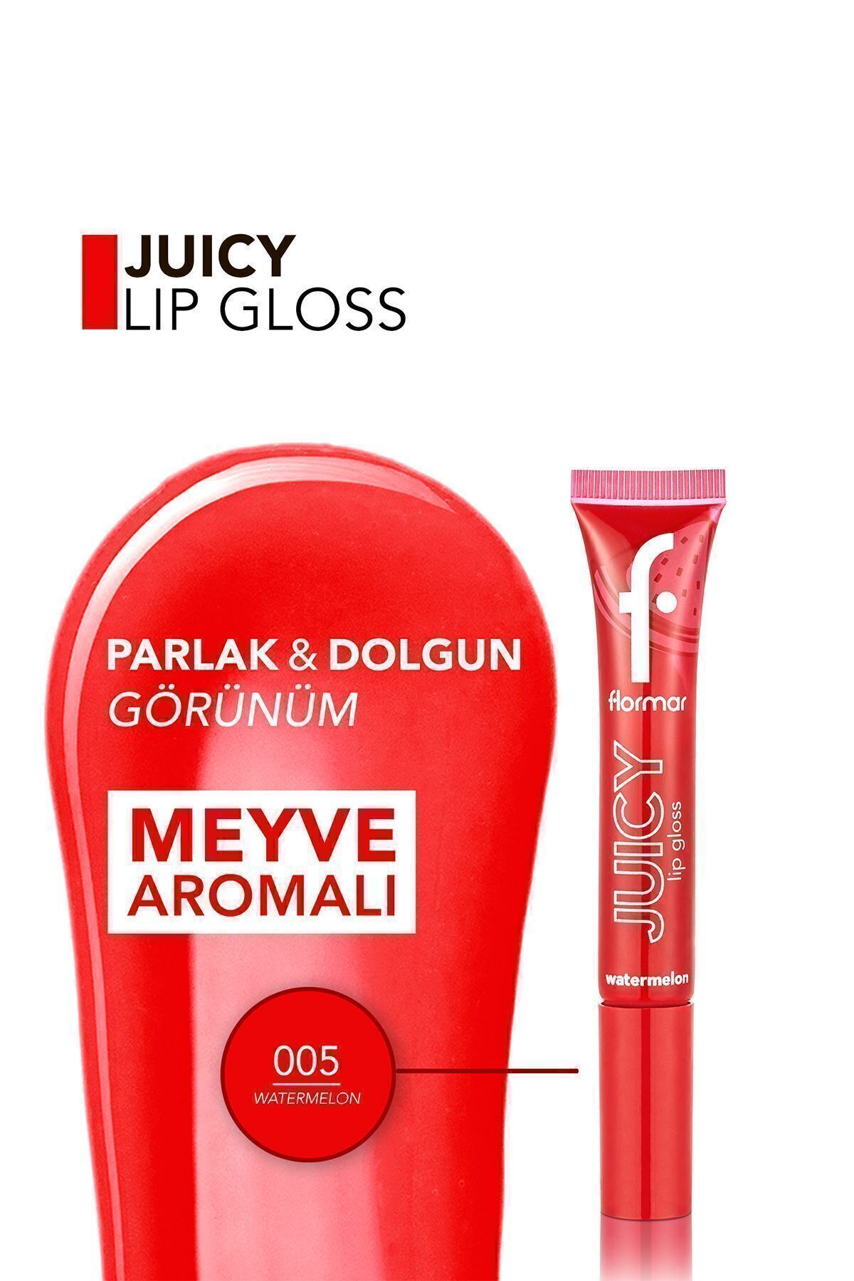 Flormar-Fruit Flavored Lip Gloss (Watermelon) - Juicy Lip Gloss - 005 Watermelon - 8682536087759 5