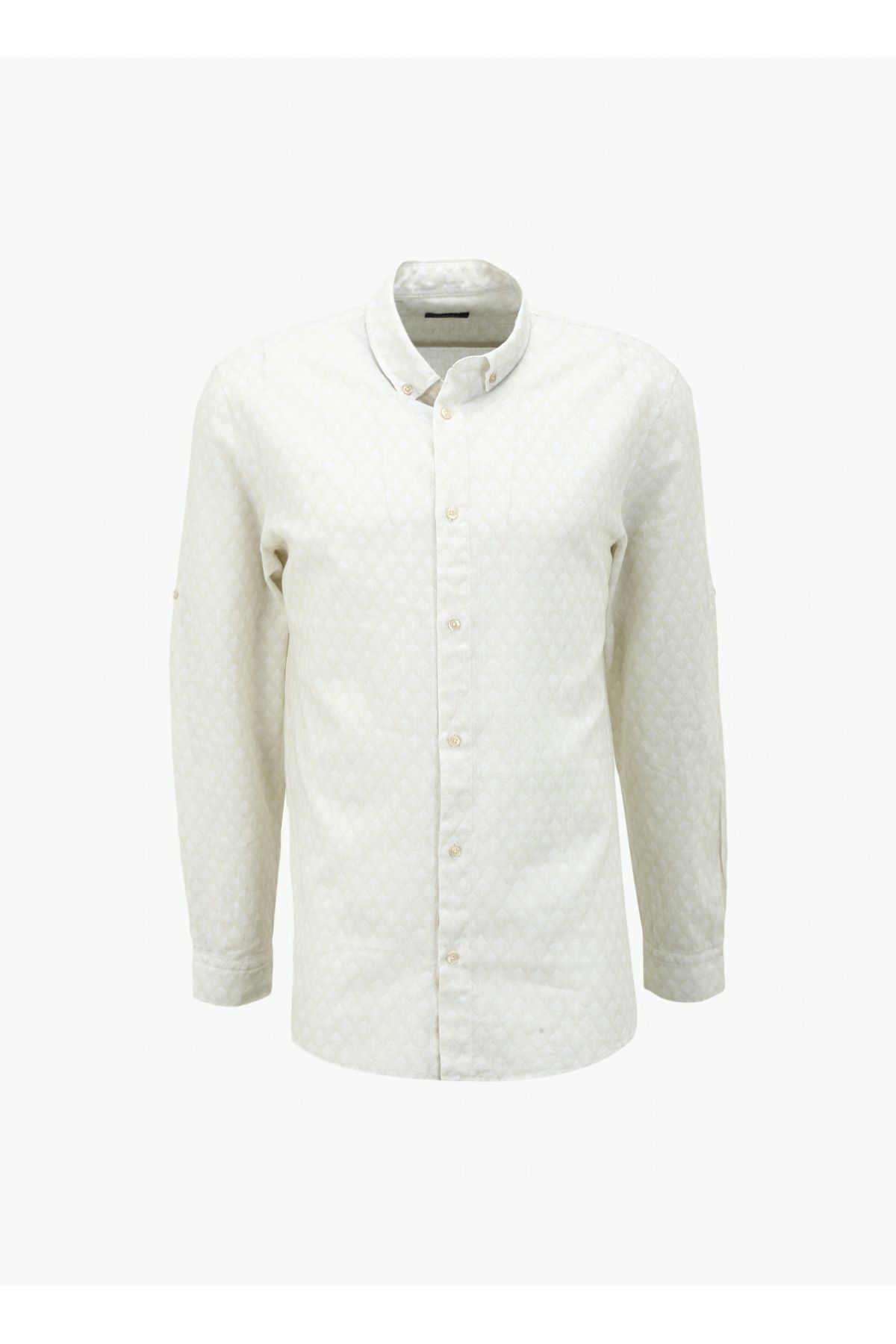 فابریکا پیراهن مردانه دکمه‌دار طرح‌دار ساده Ecru مدل F4SM-GML 0401