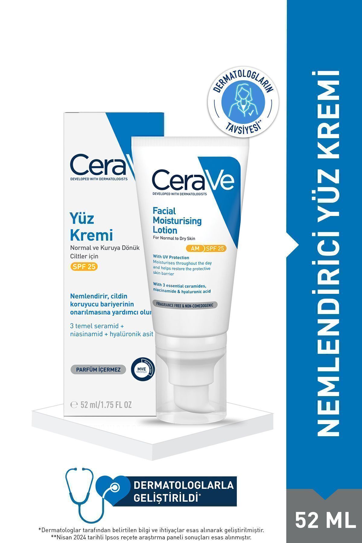 CeraVe 52 ml Moisturizing Face Cream - Sun Protection, Containing Normal and Dry Skin