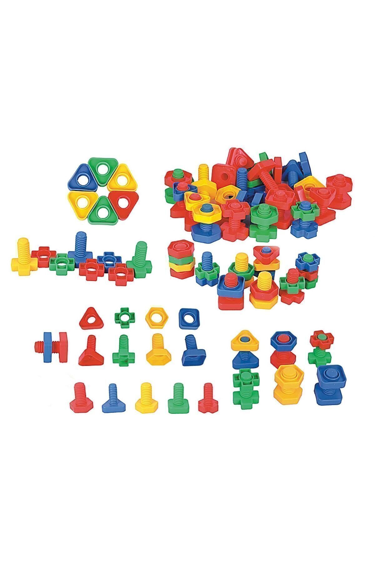 بلوکهای ساختمانی پیچ و مهره هندسی همراه با جعبه مقوایی