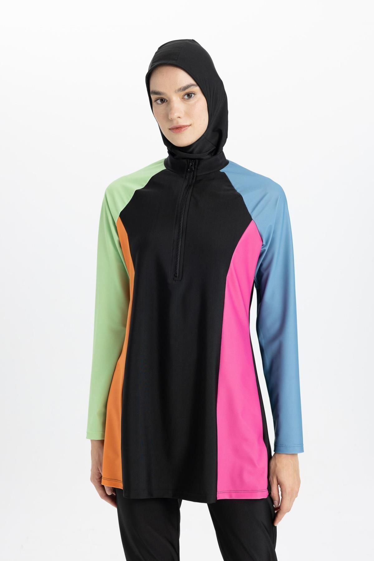 DeFacto-Σετ μαγιό 4 τεμαχίων Color Block Basic Burkini Hijab - Regular Fit B5237ax24sm 7