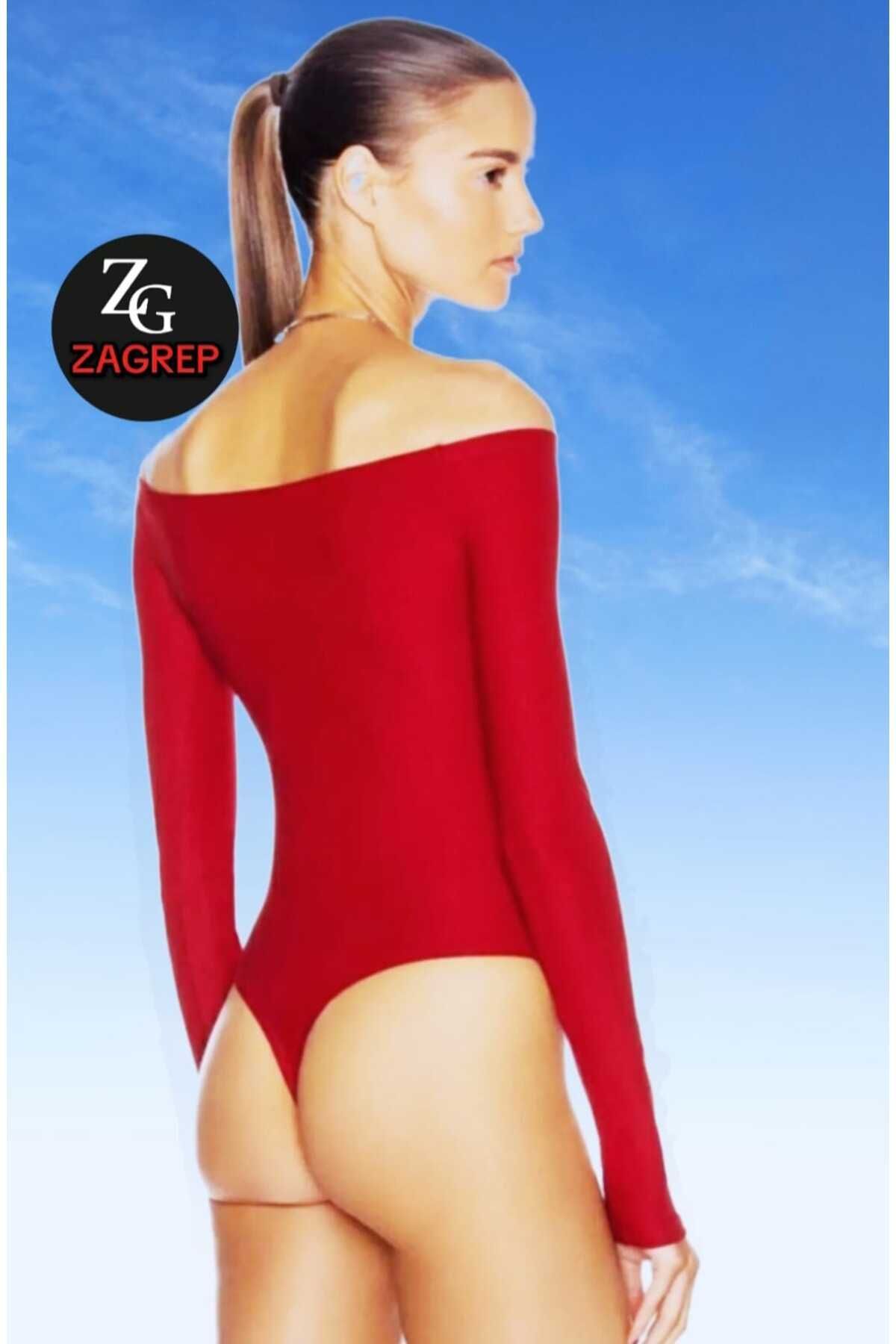 Zagrep-Red Strapless Collar Silk Jersey Body - Double Layer and No Lining 3