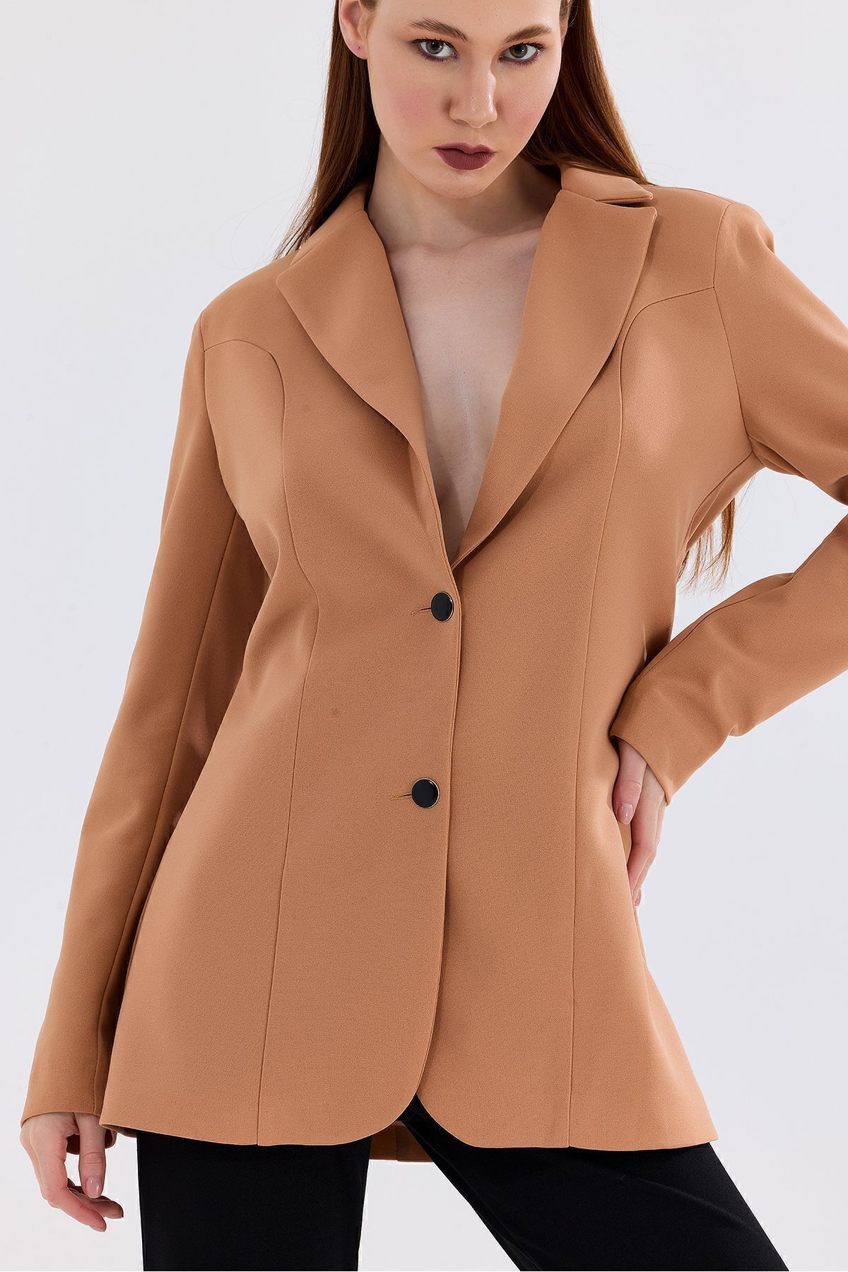 Sense-Scuba Crepe Jacket - Lined and Buttoned| Ckt35446 VIZON 4