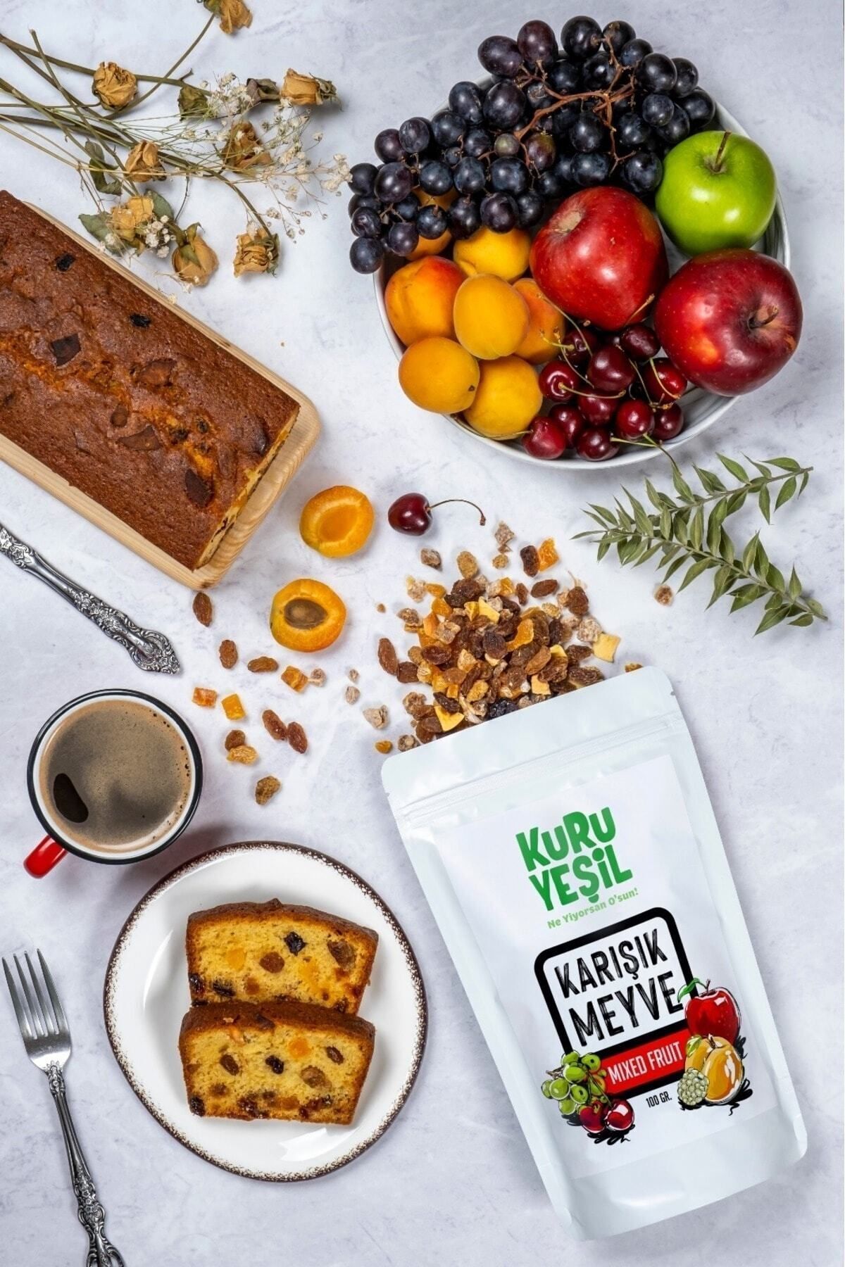 Kuru Yeşil-Mixed Dried Fruit - 100Gr - Dried Fig, Apple, Cherry, Bulberry 4