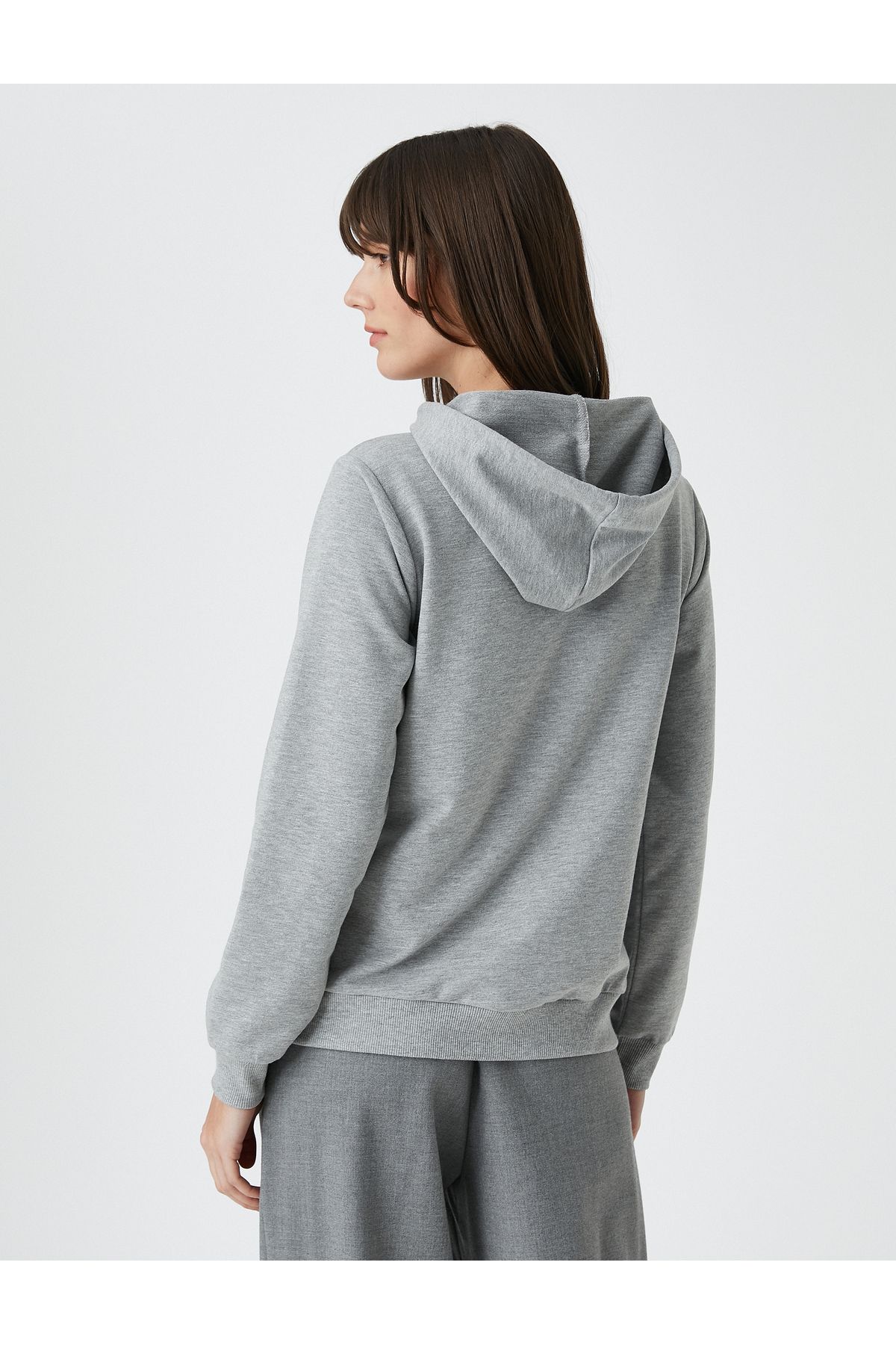 سویشرت زنانه خاکستری کوتونKoton | 3SAK10094EK اورجینال - تصویر 4