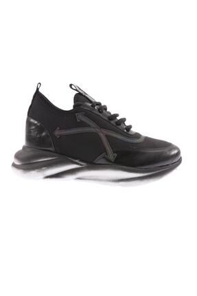 Dgn Kadın Kalın Taban Yazı Detaylı Sneakers Ayakkabı Siyah 4223137