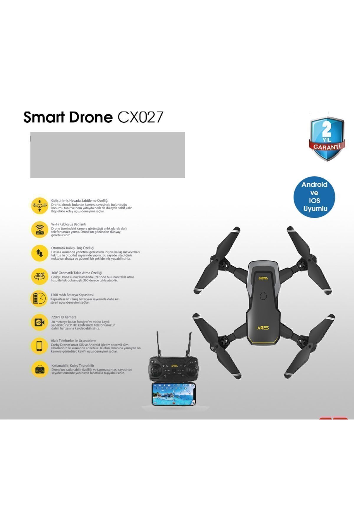 Corby Cx028-27-zoom Sky Master 1080 P Kameralı Smart Drone Full Hd