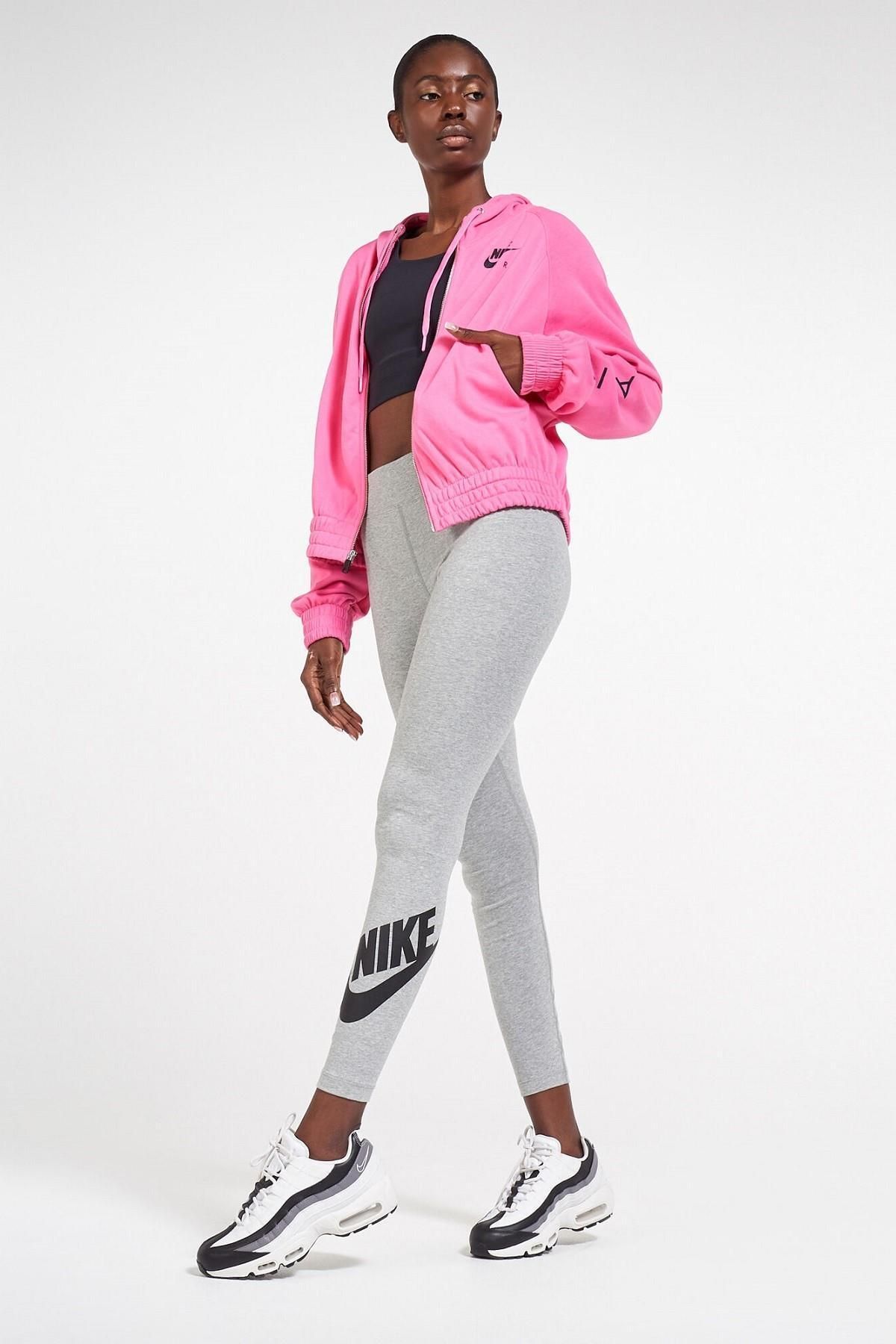 Nike Sportswear Club High rise Leggings Yuksek Belli Pamuklu Gri Tayt Fiyat Yorumlar Trendyol