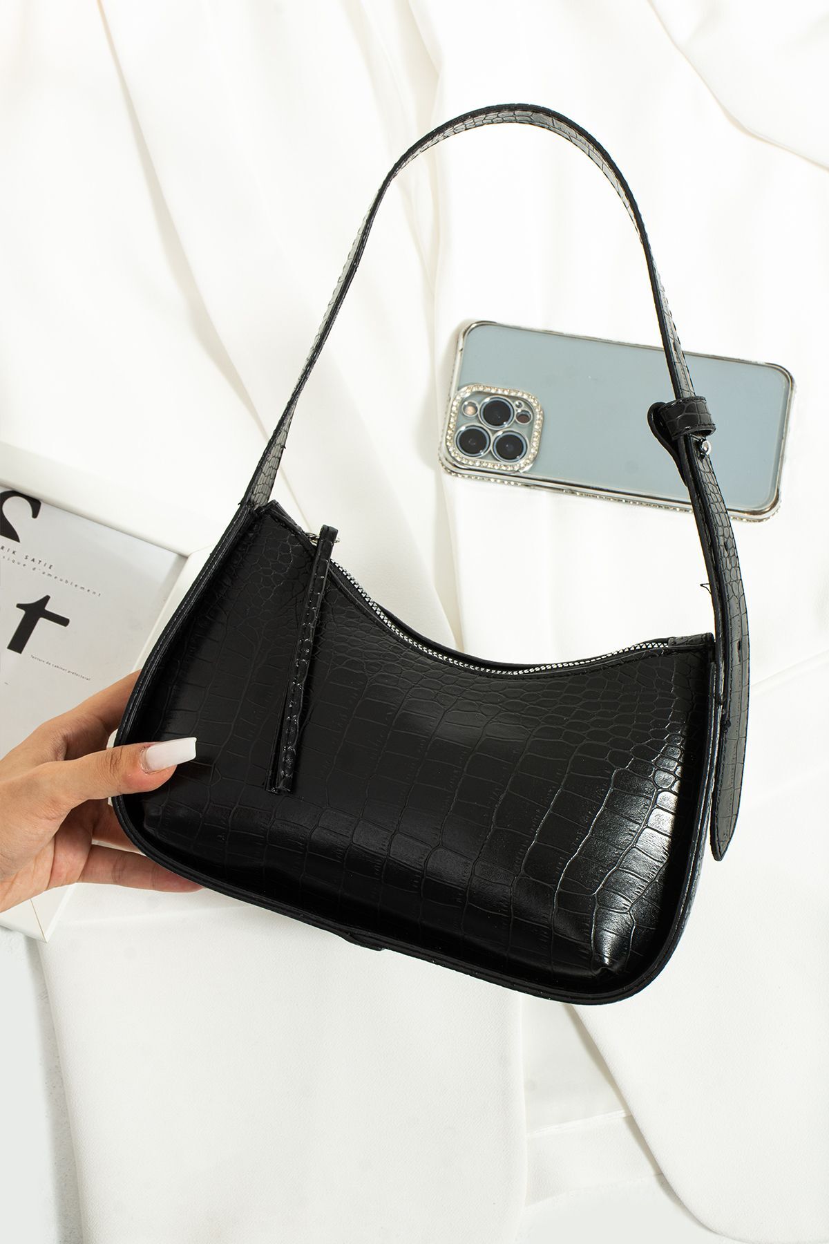 Women's Classic Baggage Bag Crocodile Patterned Shoulder Bag