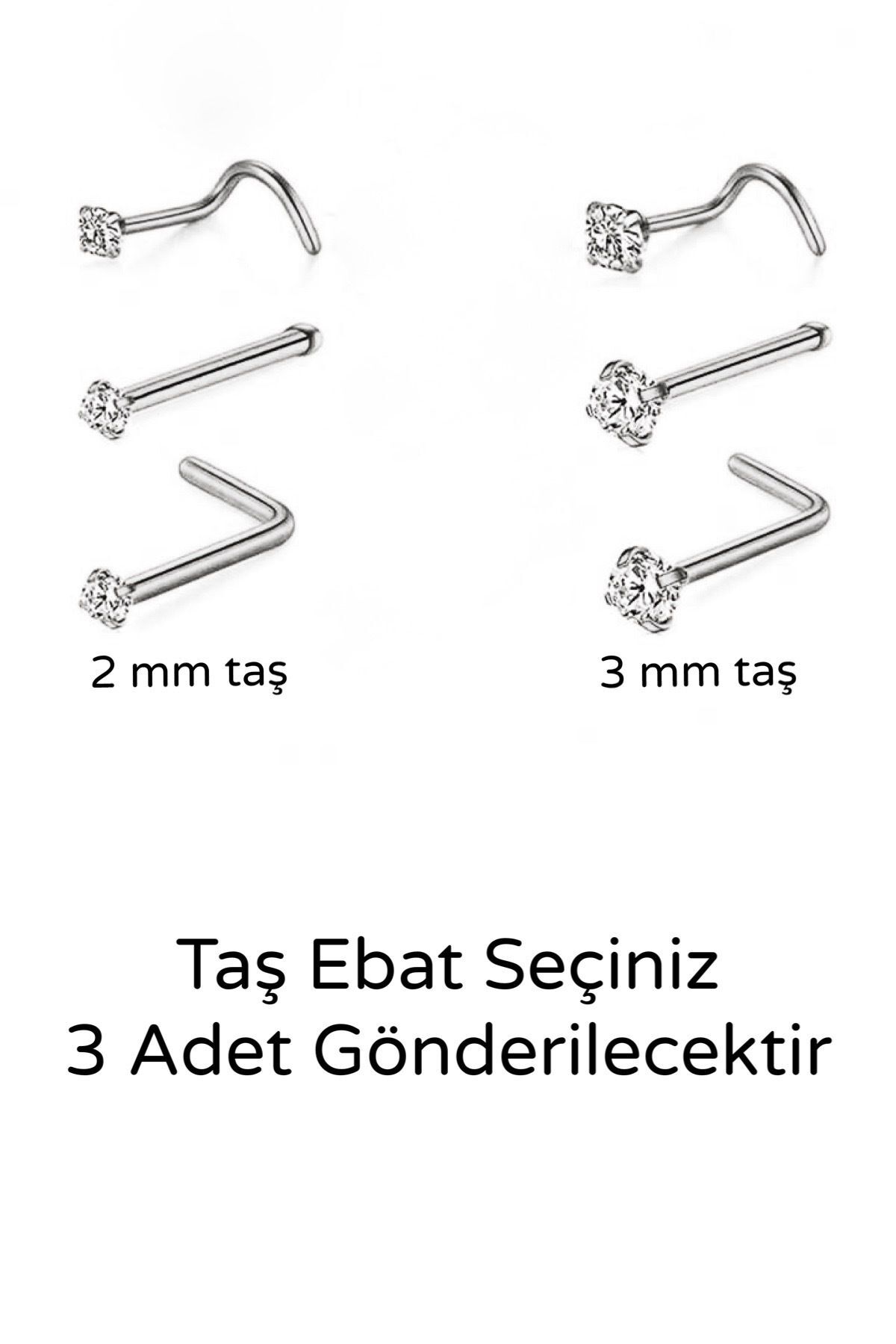 3 Pieces Zircon Stone Unblurred Surgical Steel Acceleration