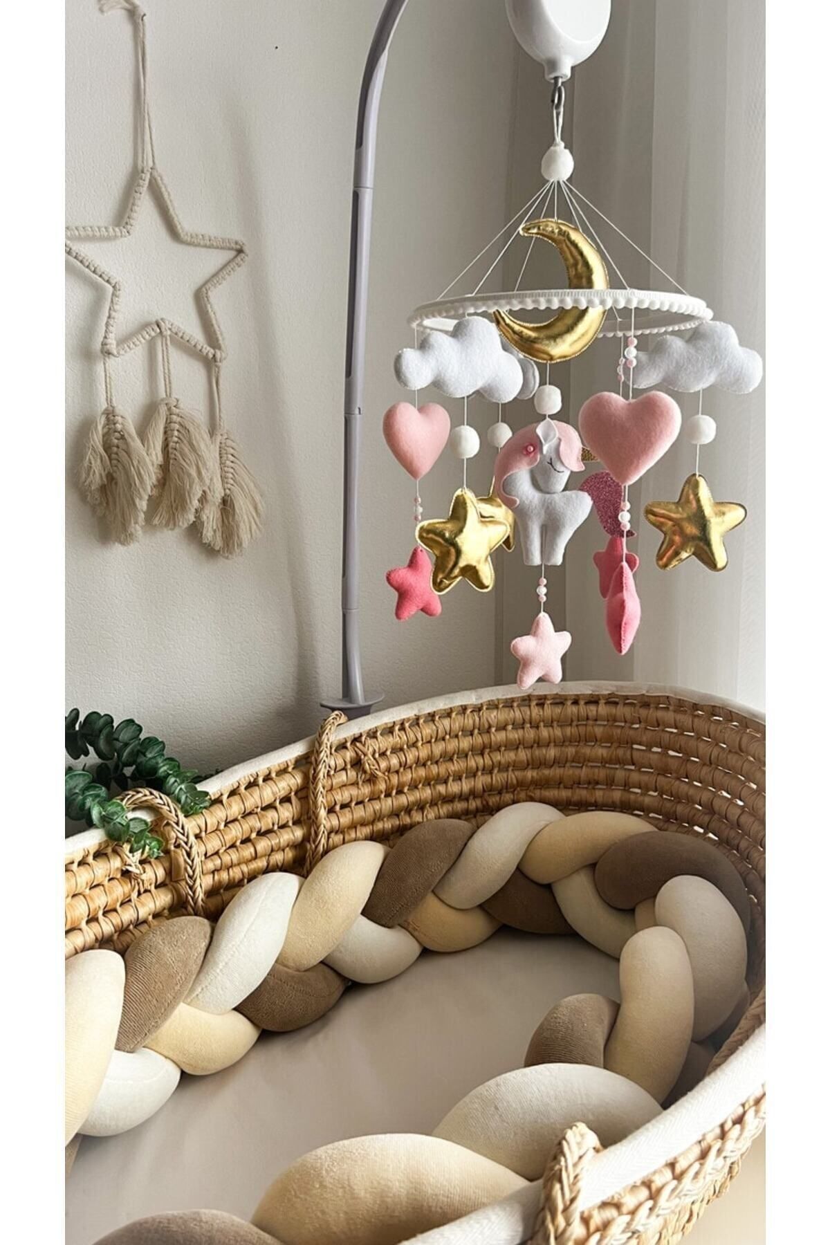 Duygunun Keçe Tasarımı Özel Tasarım Kız Bebek Erkek Bebek Müziksiz Beşik Dönencesi fotoğrafı 2 (önizleme)