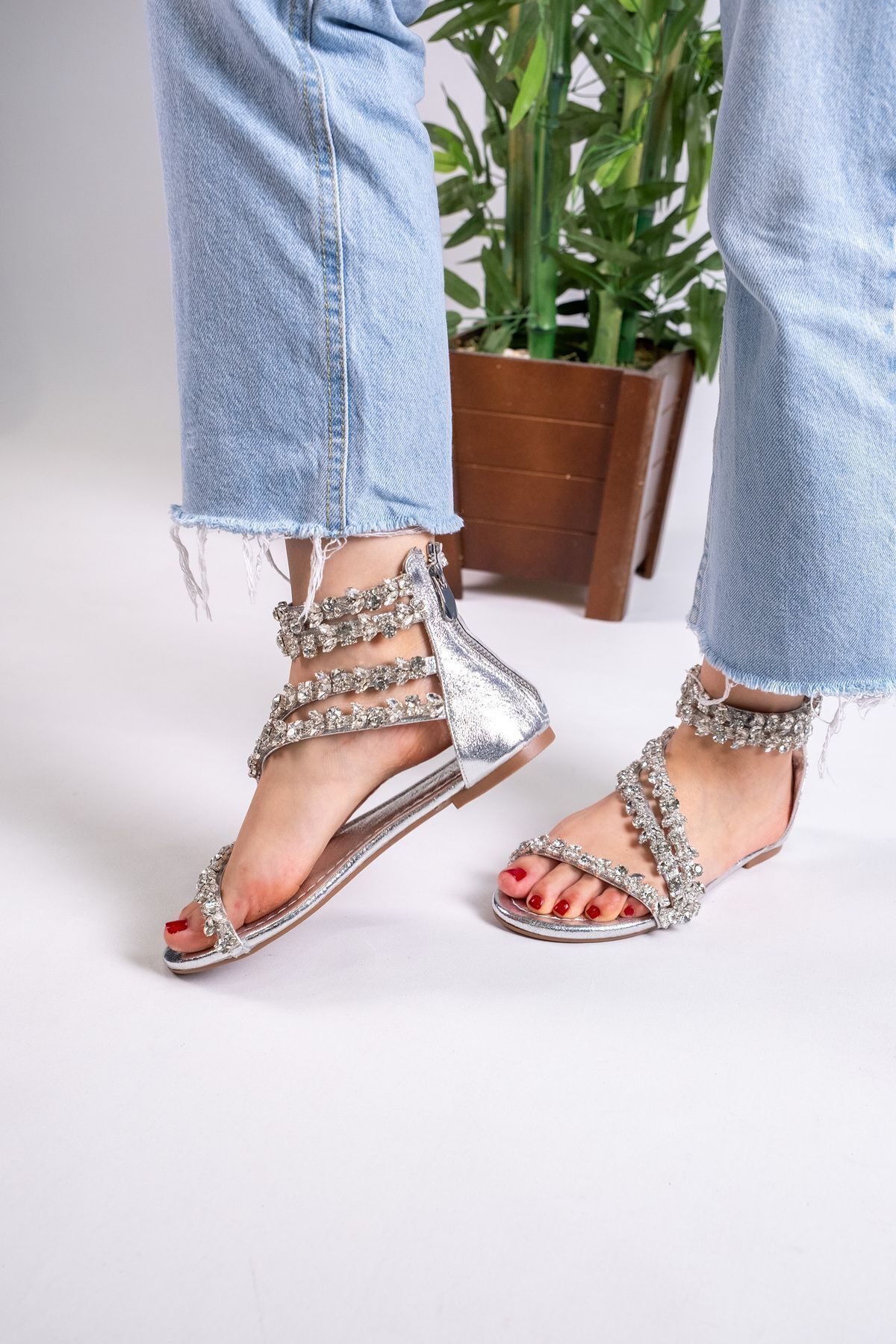 صندل زنانه نقره اي Oblavion | TXAB8626452325 اورجینال - تصویر 2