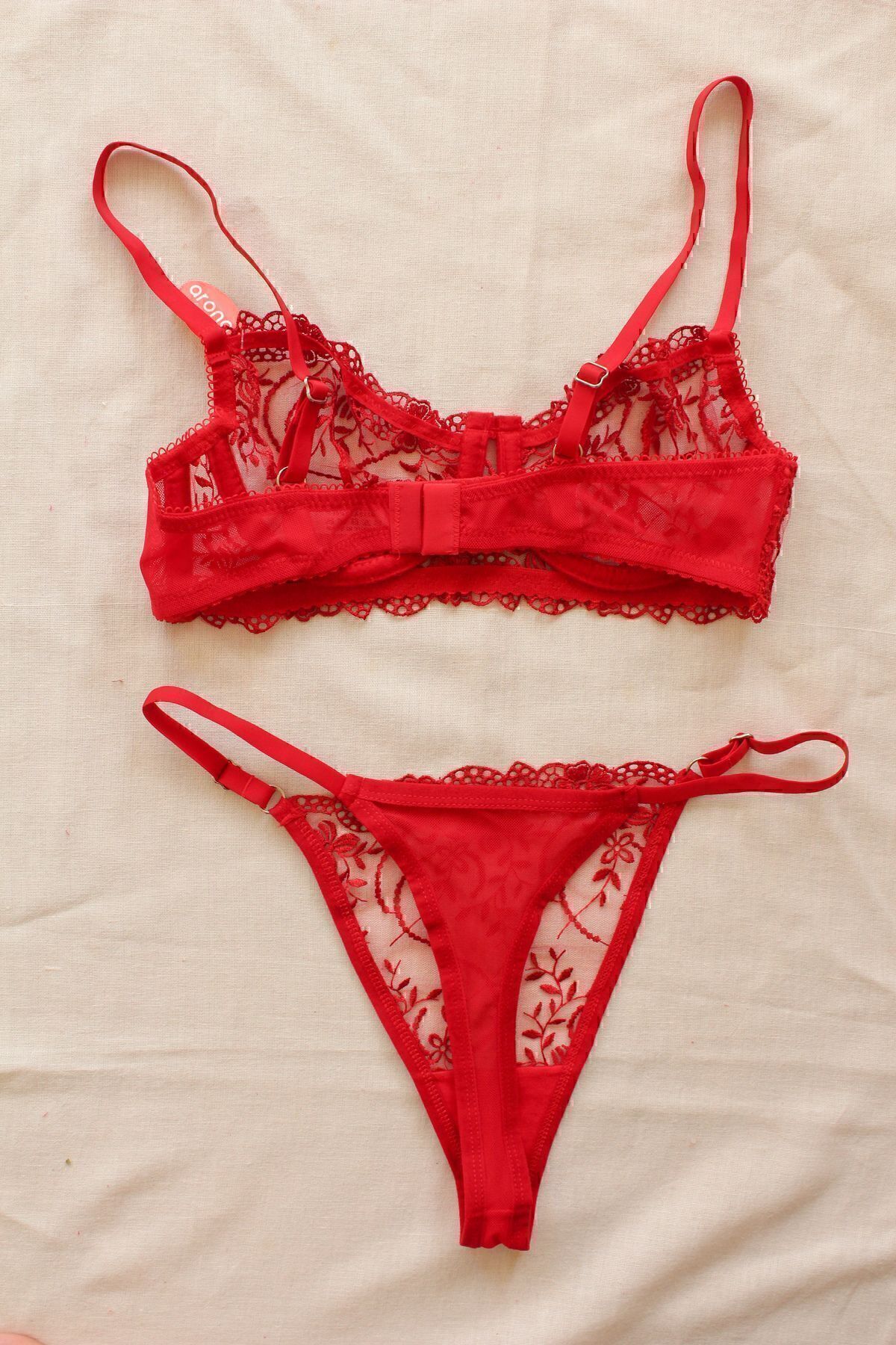 Kırmızı Dantelli Bralet Takım (Sütyen&Tanga)