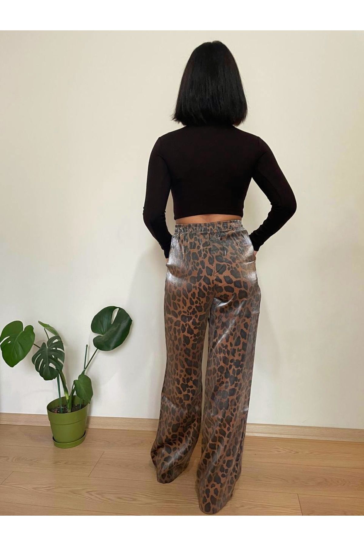 Leopar Parlak Pantolon - Görsel 5