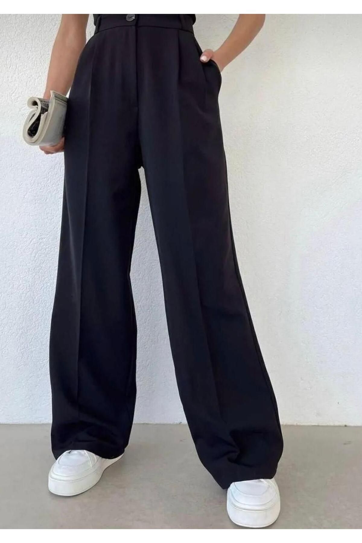 SU SHE WANDER széles szárú, magas derekú Palazzo nadrág