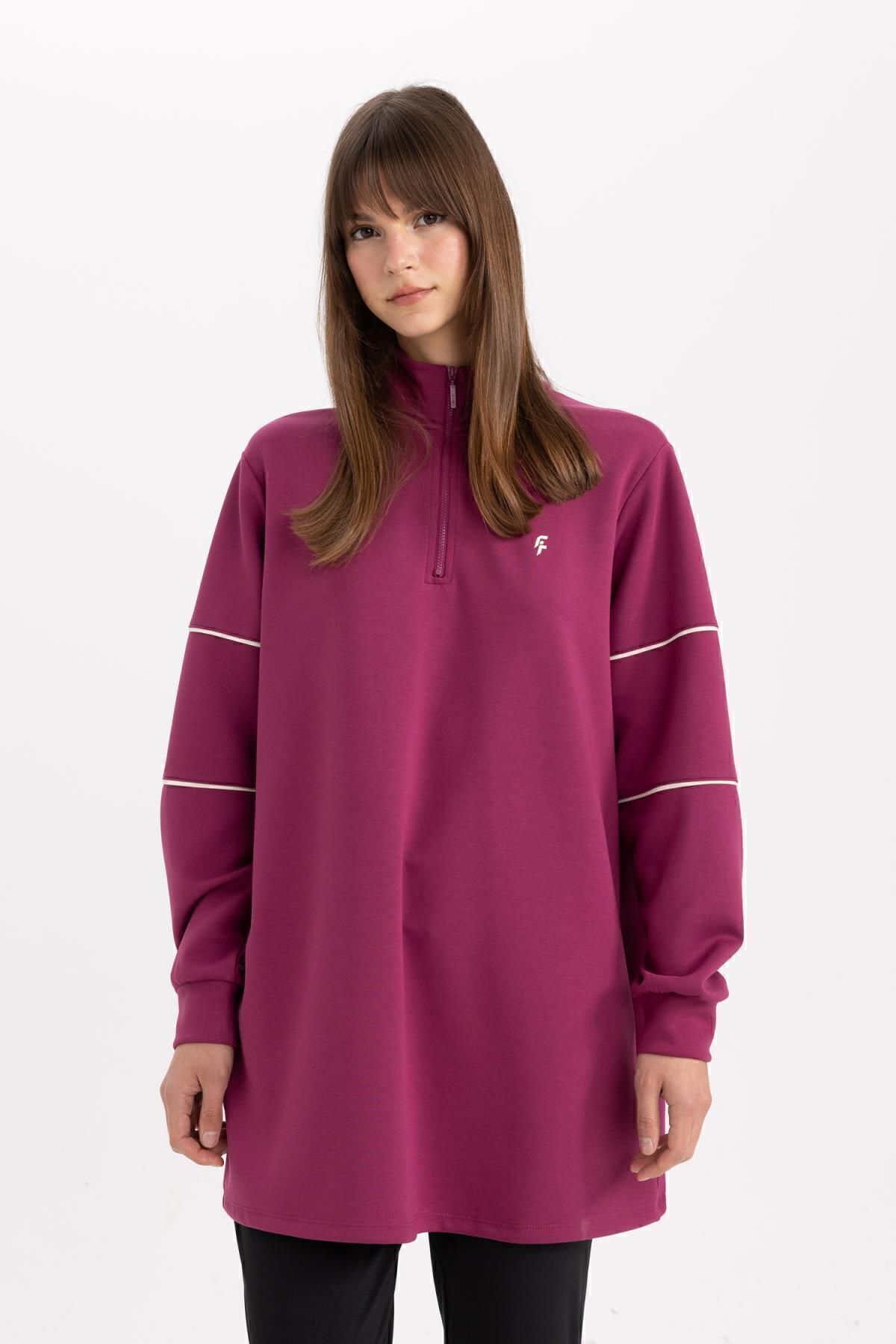 DeFacto Bluza Sportowa Skuba Diver Fabric - Szeroki Krój, Stójka B4634ax24sp Kobieta - M