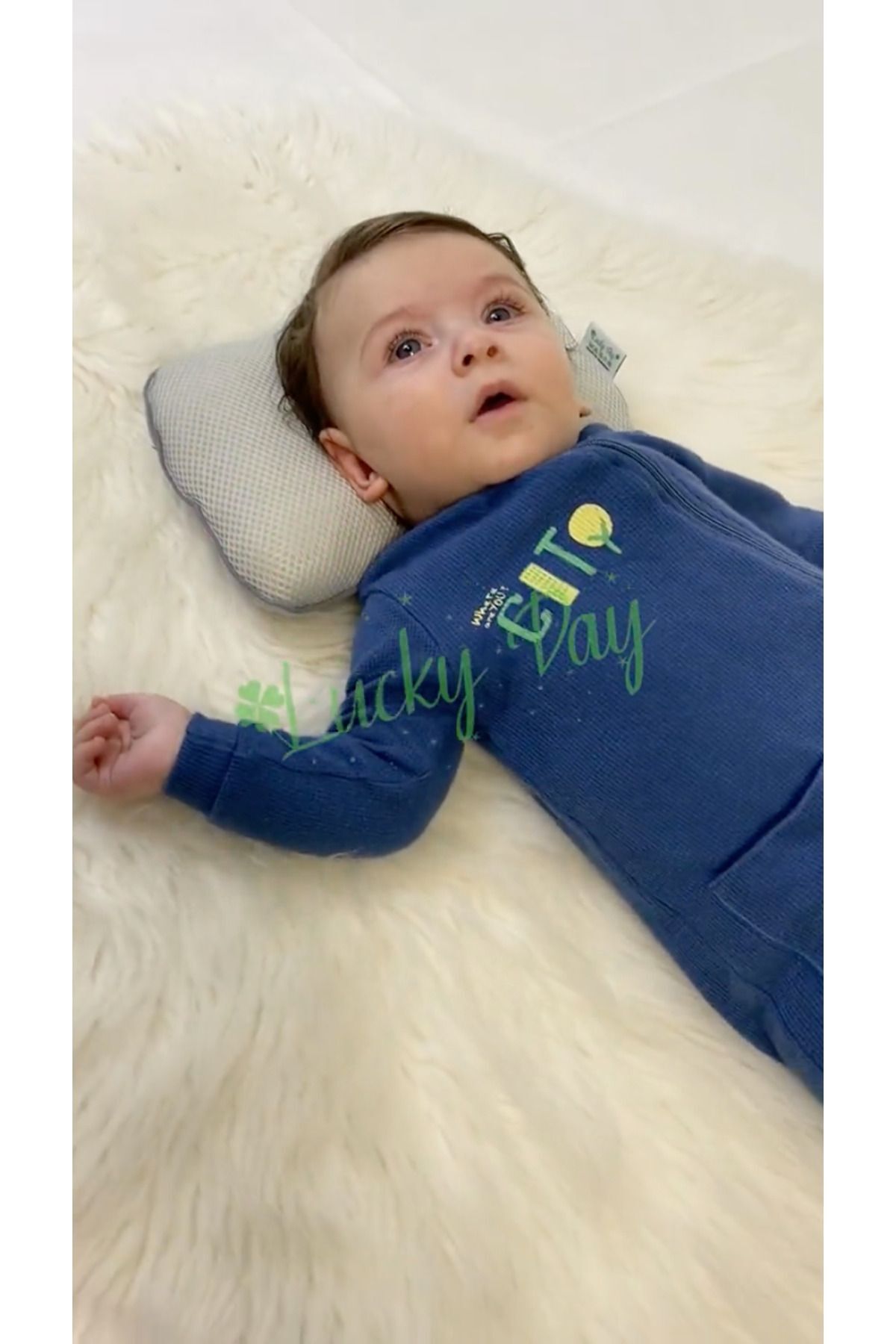 Lucky Day Kafa Yastığı Pembe Bebek Air Düz Kafa Yastığı, Kafa Yastık, Bebek Yastığı, Organik Pamuk Kumaş fotoğrafı 3 (önizleme)