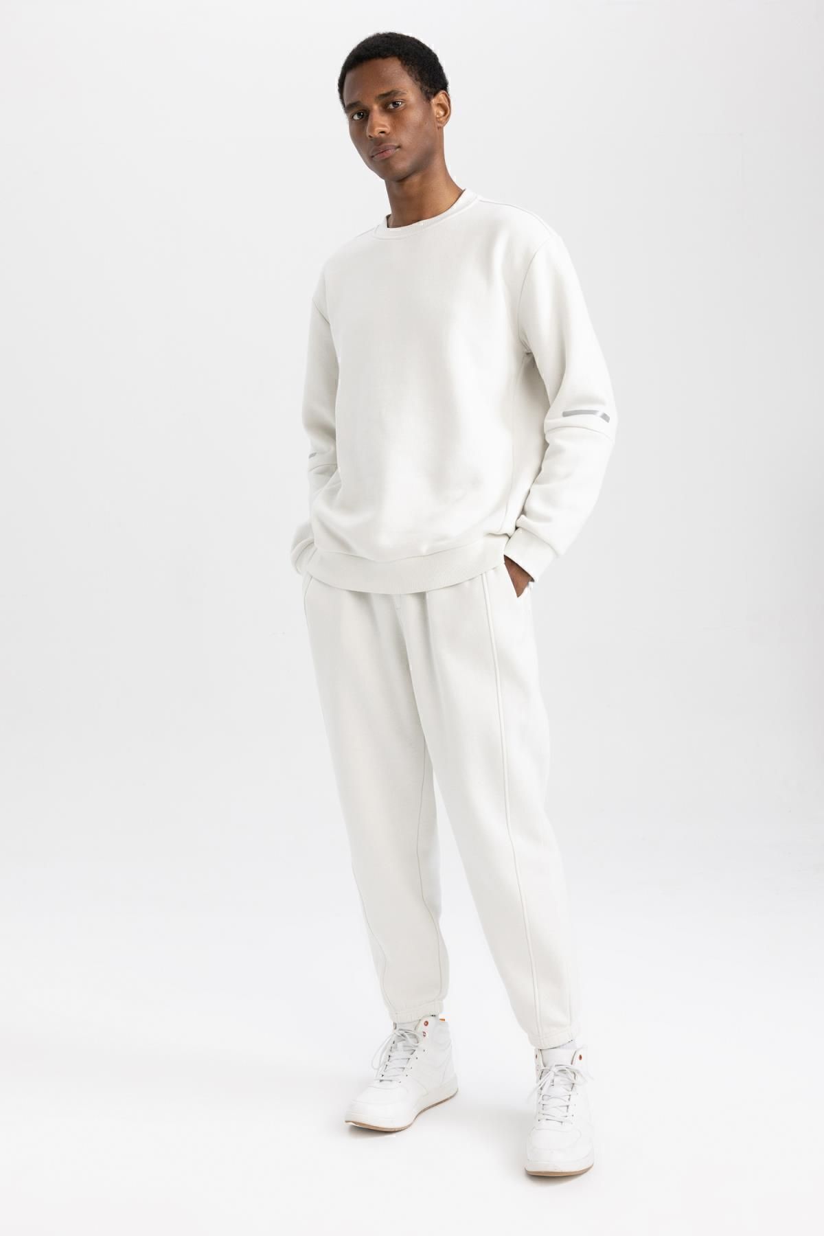 سویشرت مردانه بژ دفاکتو | Y4531AZ23AU اورجینال - تصویر 2