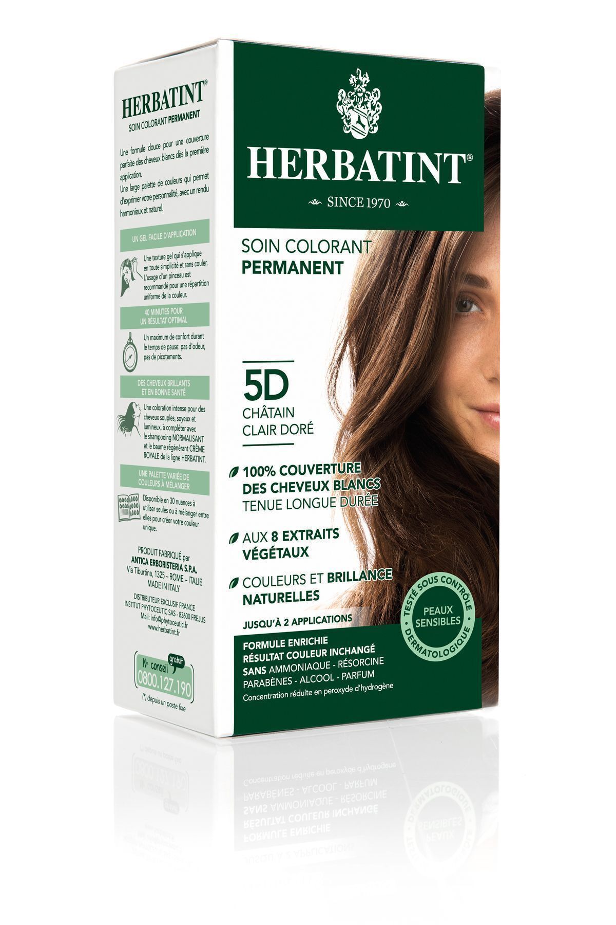 رنگ مو چند مردانه و زنانه قهوه سبک طلایی 5D طلای 150 میل Herbatint