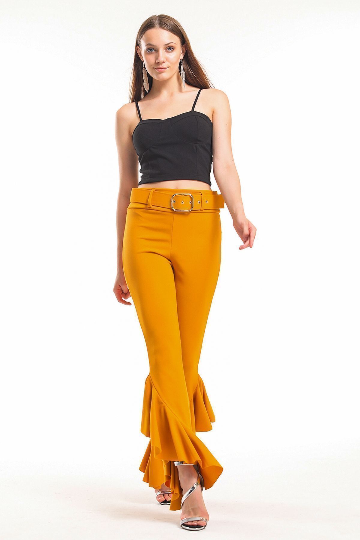 Belted Leg Flywheel Quilting Steel Pants | Pnt32698 Saffron