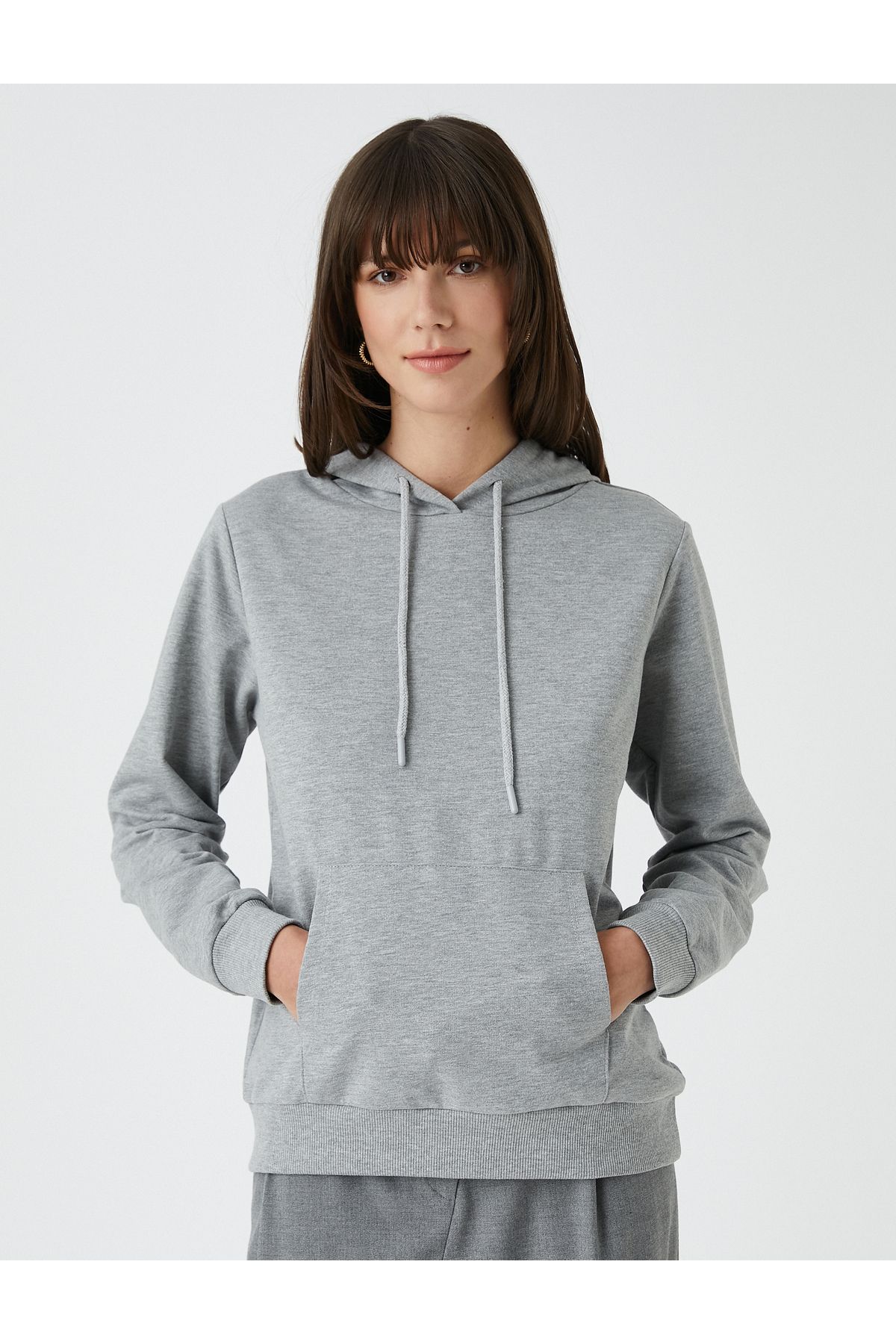 سویشرت زنانه خاکستری کوتونKoton | 3SAK10094EK اورجینال - تصویر 3