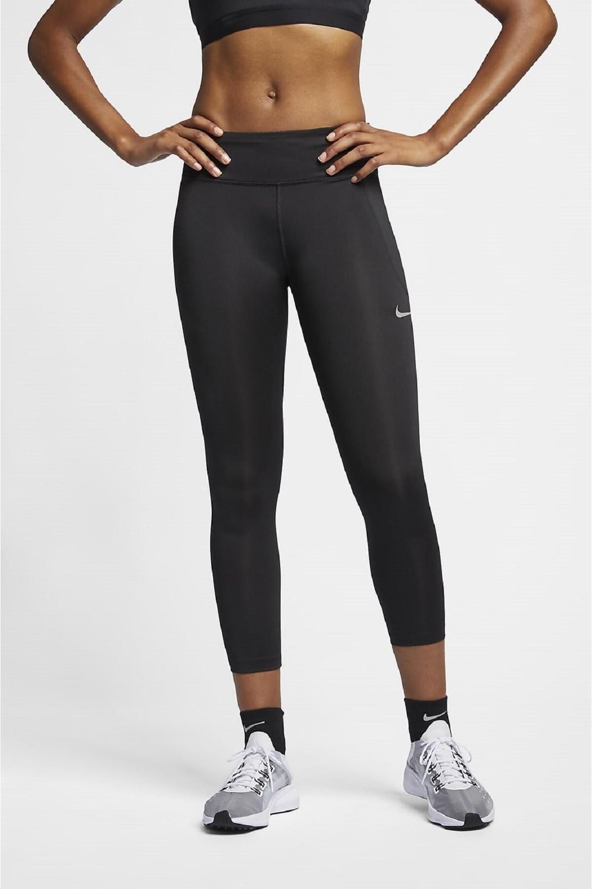 Nike-Dry Normal Waisted Short Running Tights with Pockets 2