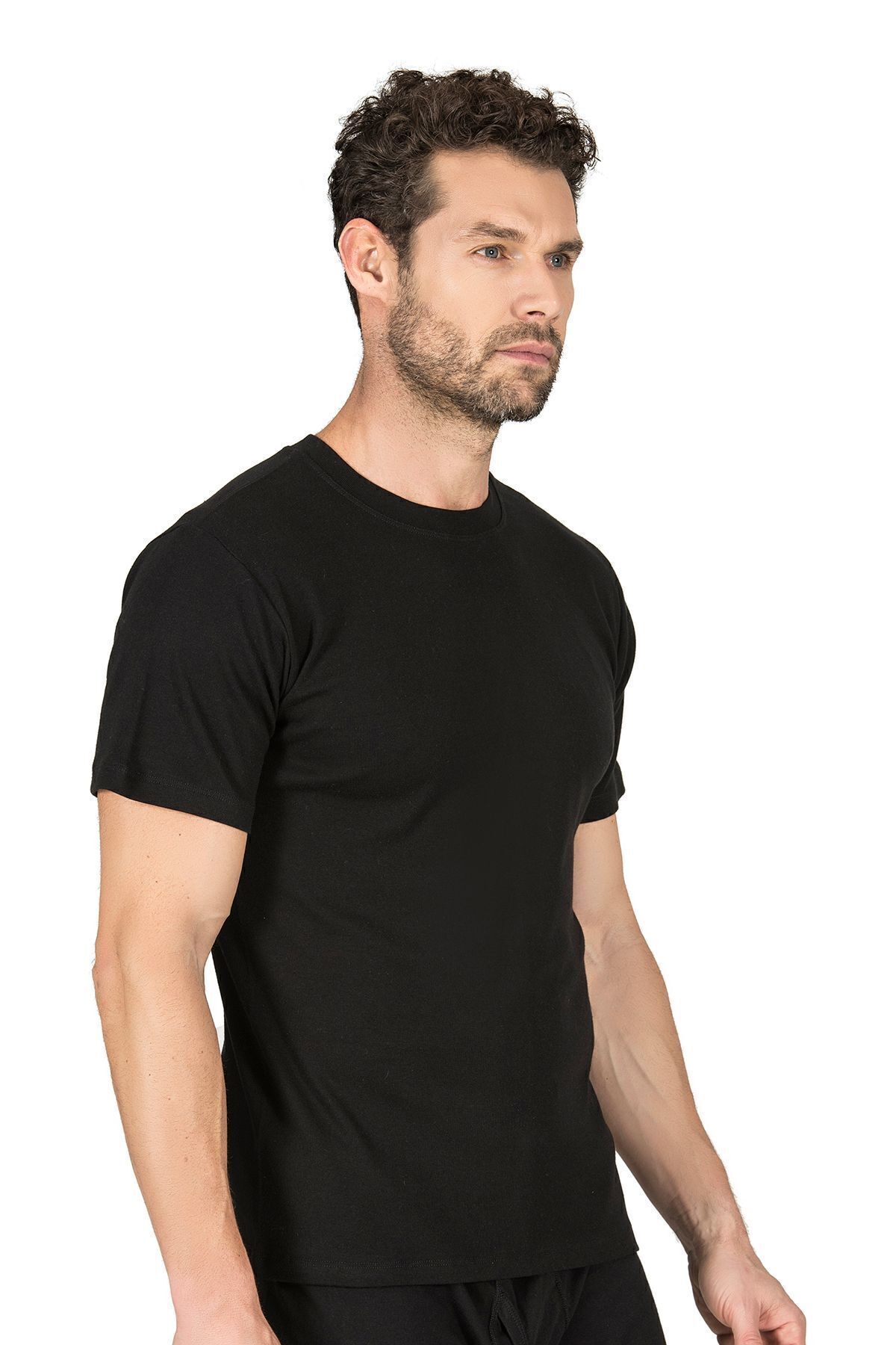 ÖZKAN underwear-Özkan 0116 Men's Ribbed Flexible Comfortable Closed Collar Half Sleeve Athlete Undershirt 3