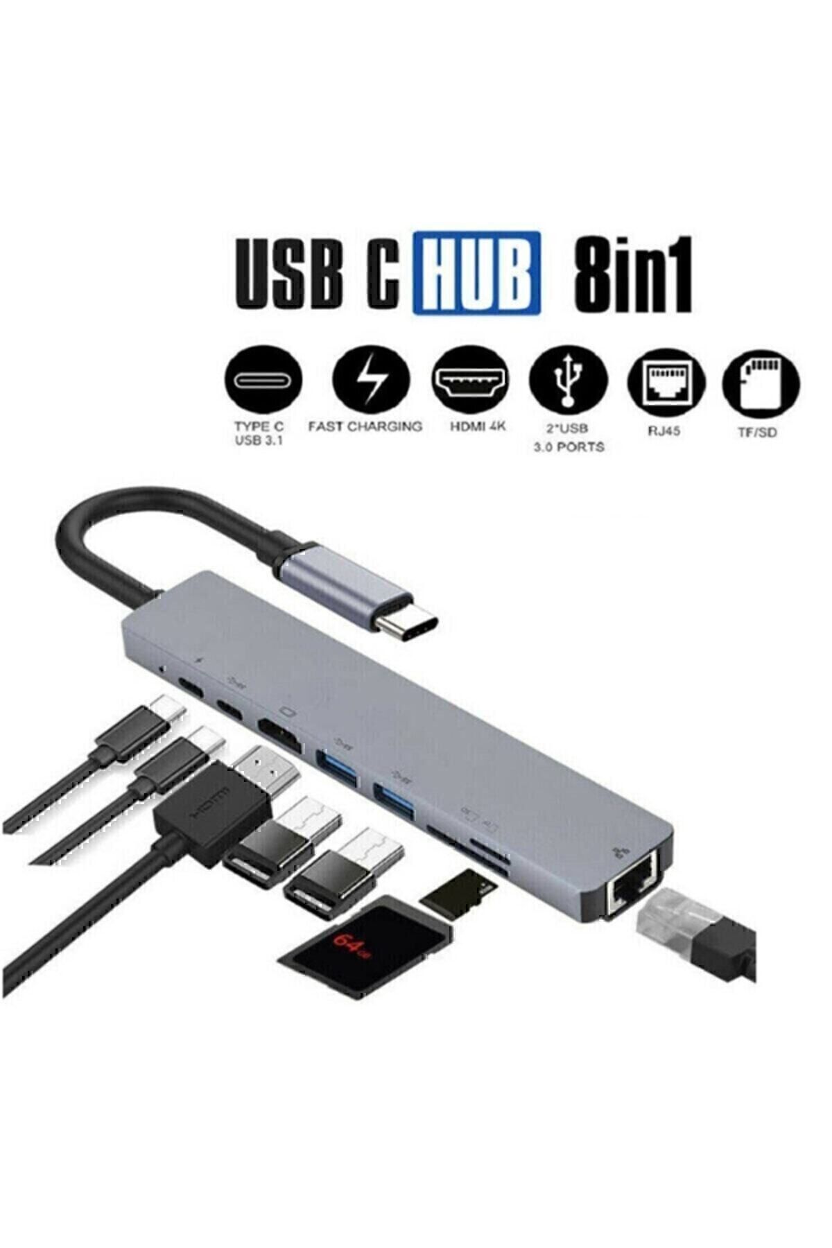LUX Macbook Pro Air Usb Type c Hub Donu turucu Cevirici Coklay c Usb Hdm Micro Sd 8 Giri li Rj8i1new Fiyat Yorumlar Trendyol