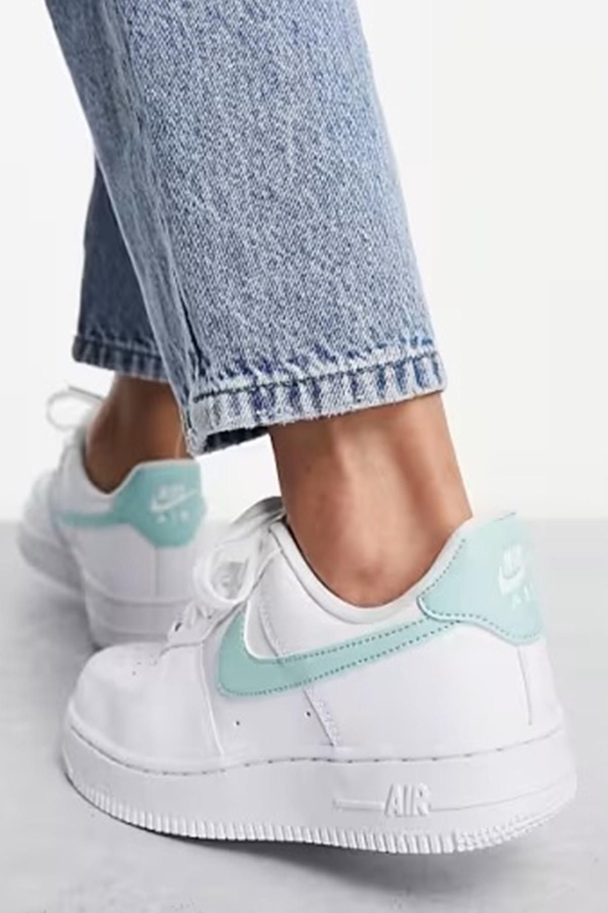 Air Force 1 07 AF1 Leather White Unisex Snaker کفش اسپرت چرم طبیعی White Leopard Swoosh Nike نایکی اورجینال - تصویر 3