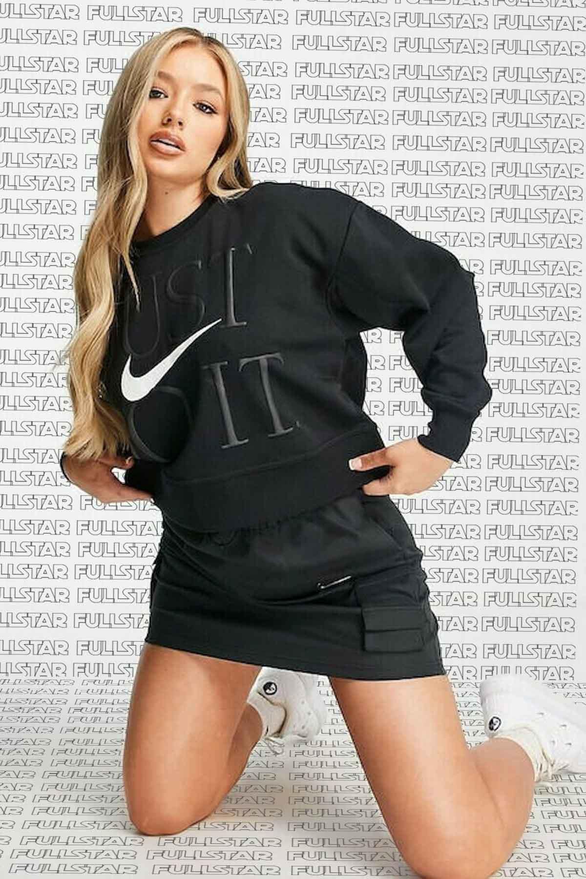 Nike Dri Fit Fleece Training Loose Fit Crop Sweat Bol Kesim Siyah Sweatshirt