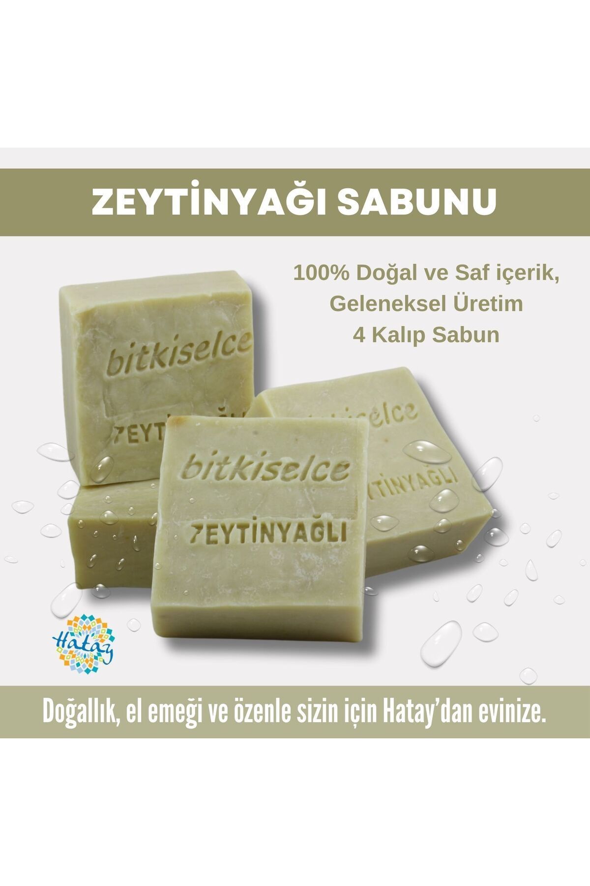 bitkiselce Saf ve doğal içeriklerle Zeytinyağı Sabunu 450 gr (4 Kalıp)