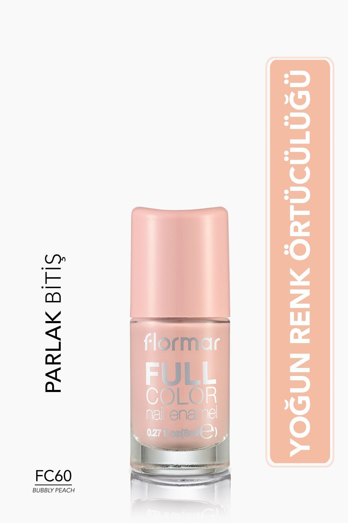 لاک ناخن براق با رنگدانه شدید - مینای ناخن تمام رنگ - Fc60 Bubbly Peach -8690604497591 Flormar