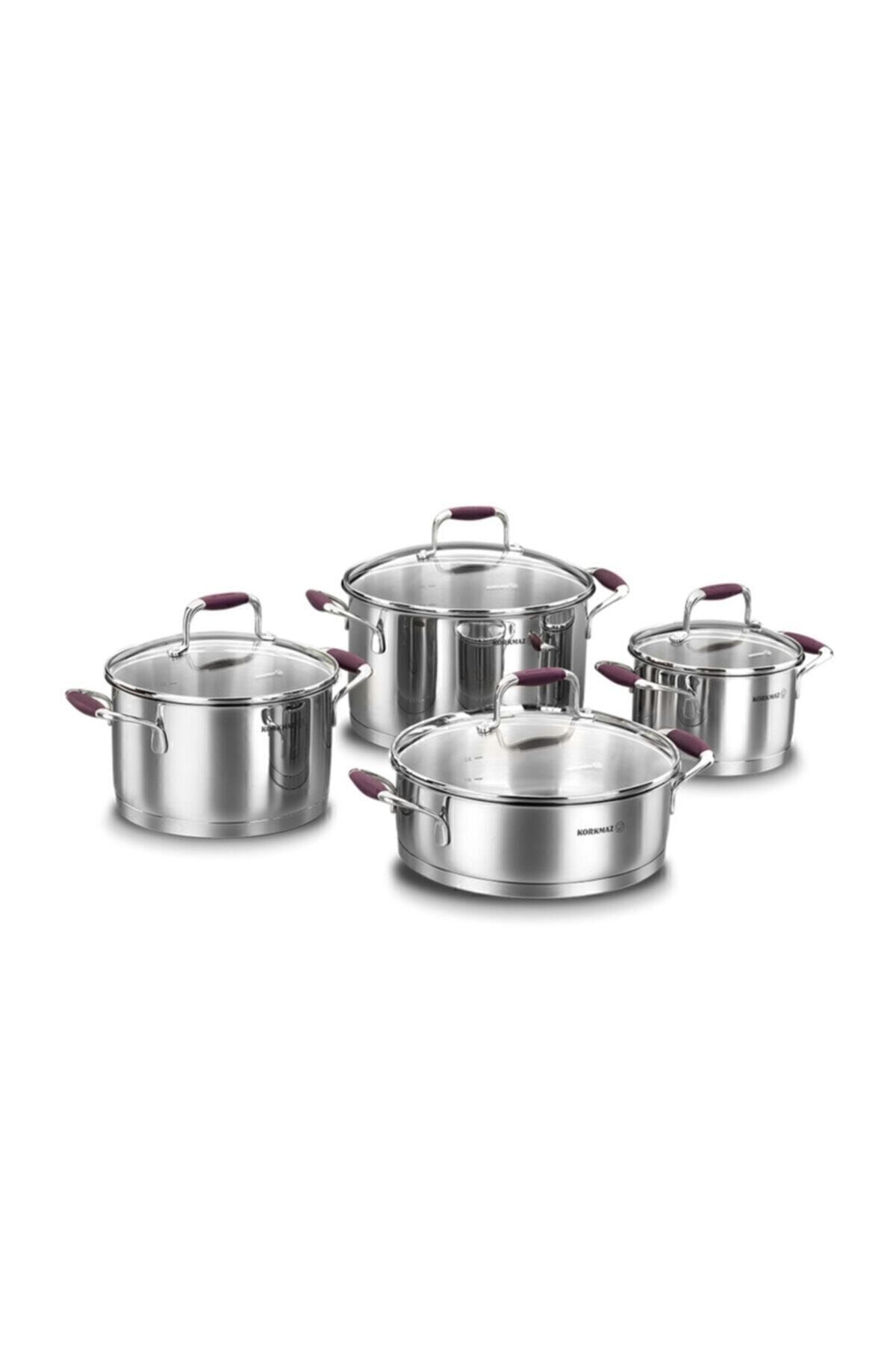 KORKMAZ-Flora Purple Cookware Set A1979-3 8 Pieces 1