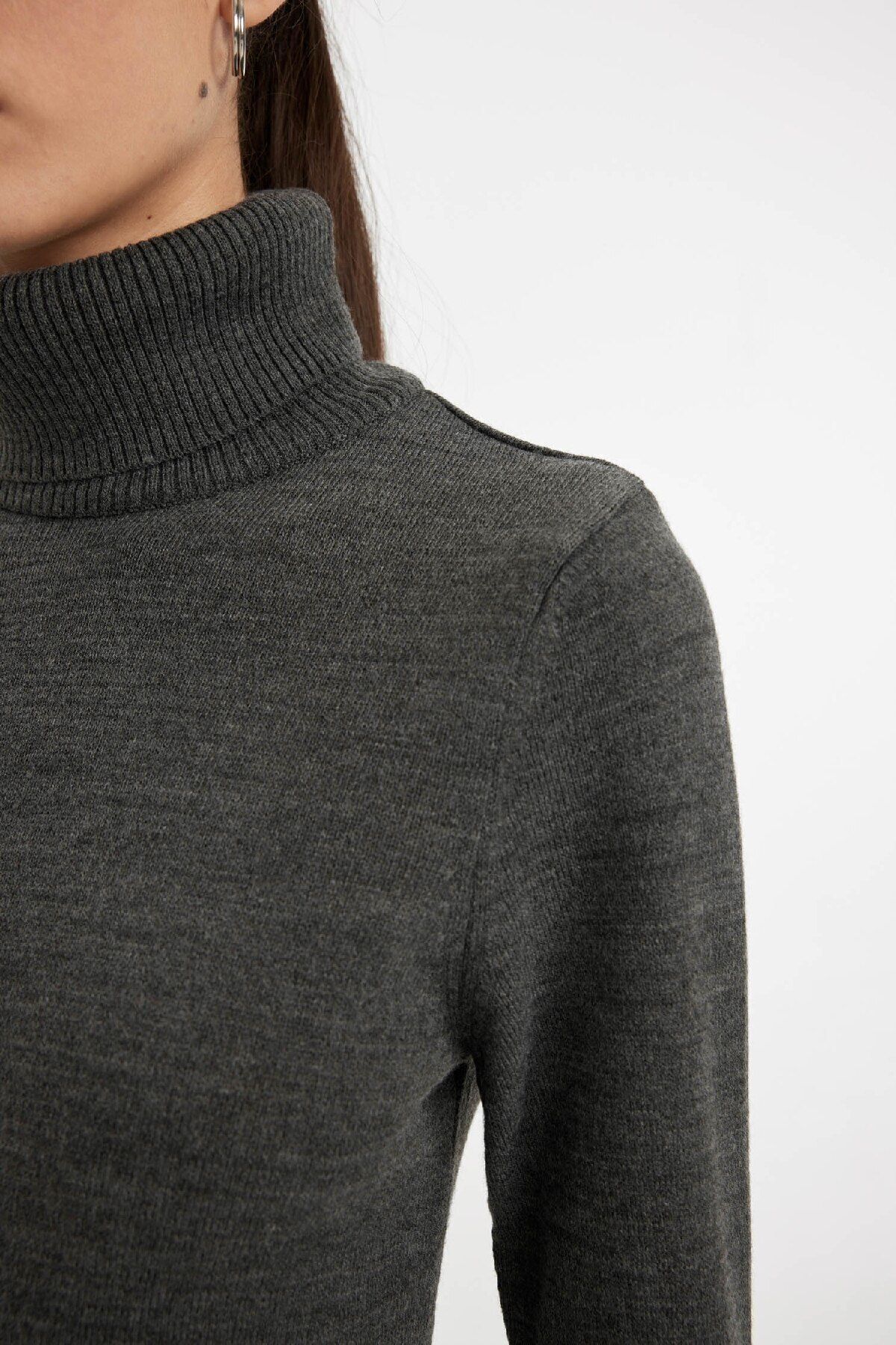 DeFacto-Regular Fit Soft Textured Turtleneck Basic Plain Strickpullover H1651az24wn 4