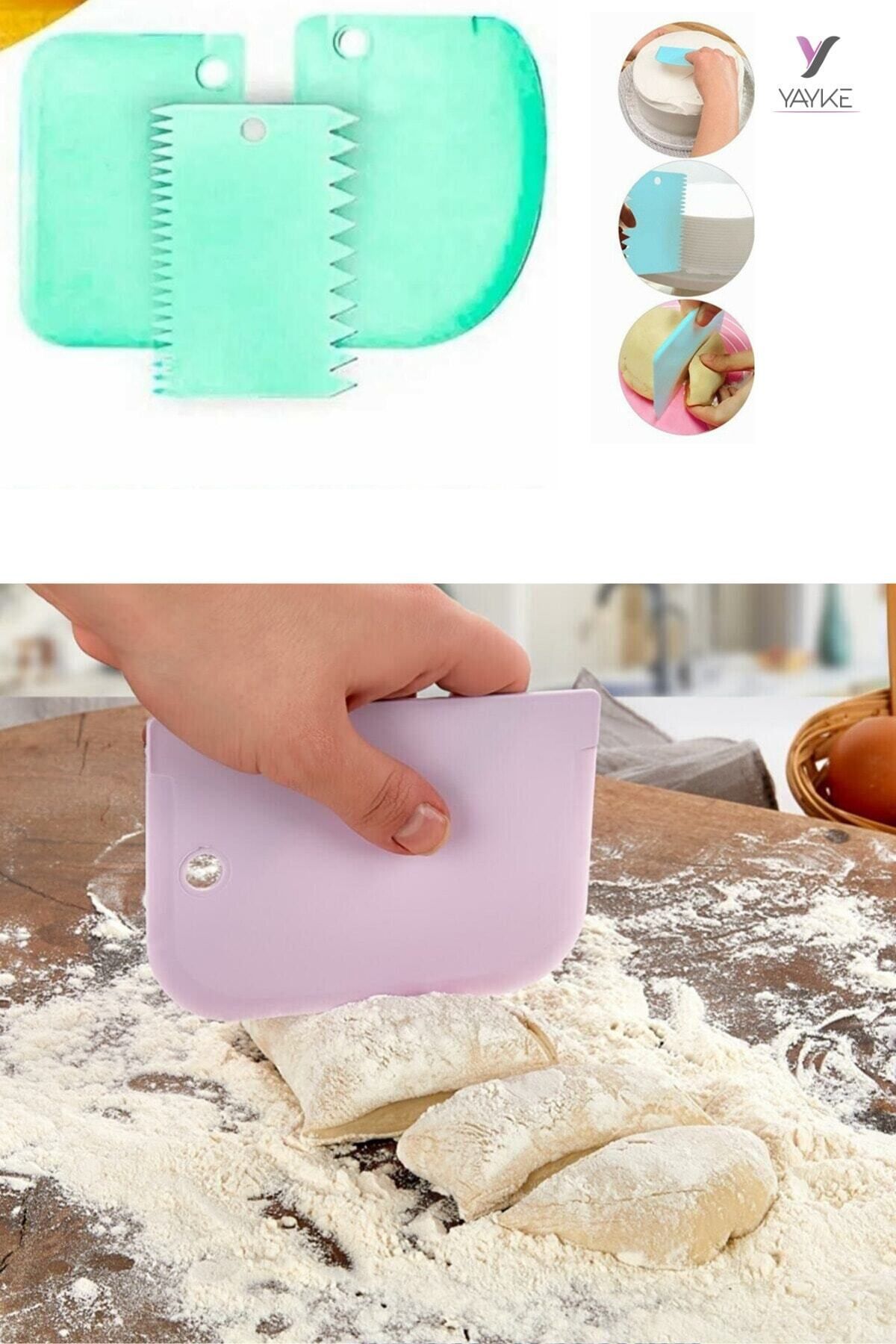 Yayke-Set of 3 Dough Cutting and Scraping Apparatus Pastry Pie Pie Shaper Cutter Scraper 3