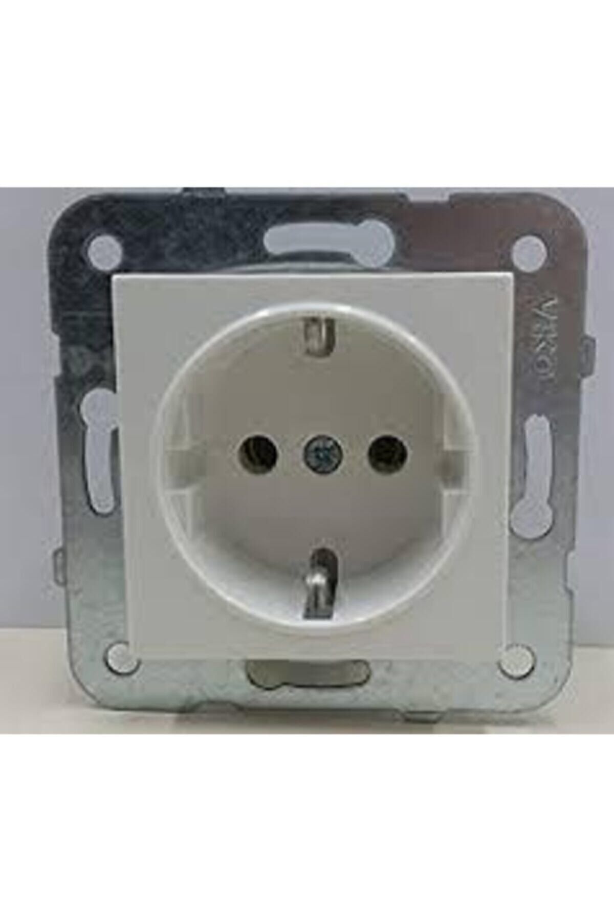 VİKO-White Square 12-Plus Grounded Framed Socket 4