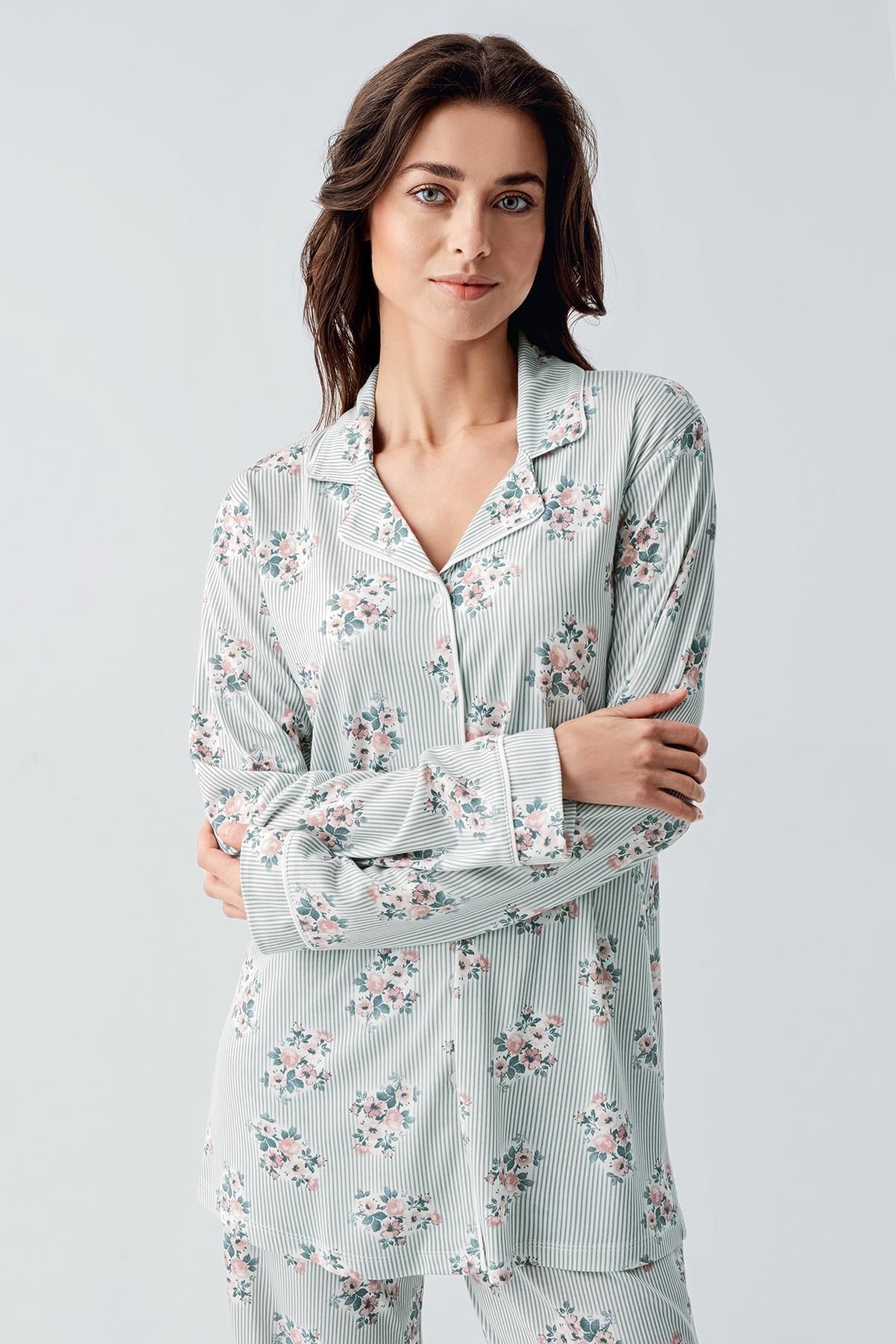 Artış-Flexible Viscous Pajama Set - Long Sleeve and Patterned 2