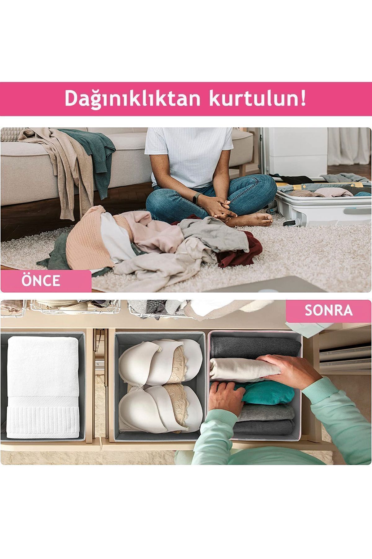 Helen's Home-Set cutie de depozitare pentru haine, șosete, 16 piese, gri pentru dulap și sertar 6